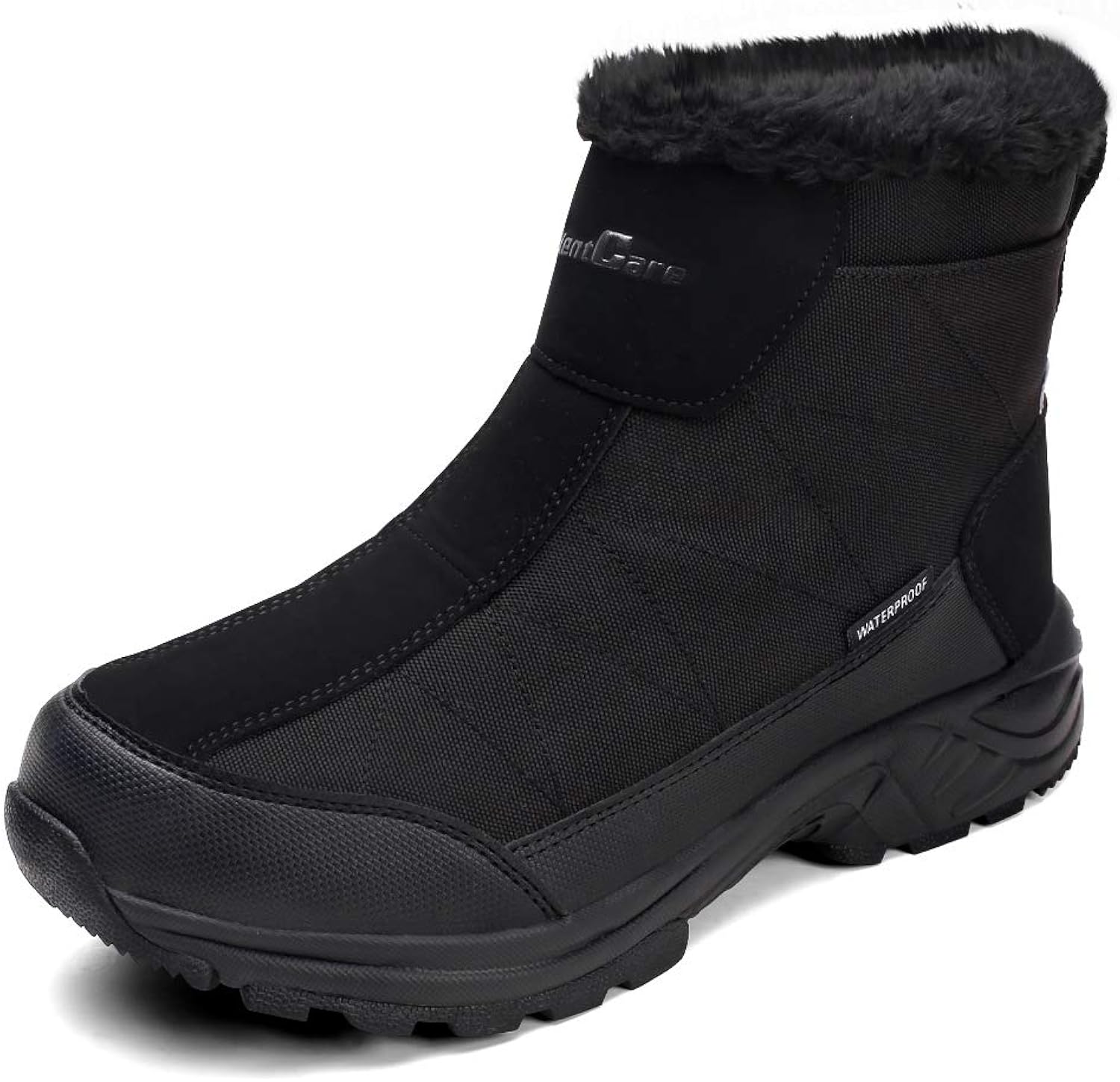 SILENTCARE Men's Warm Snow Boots, Fur Lined Waterproof Winter Shoes, Anti-Slip Lightweight Ankle Boot
