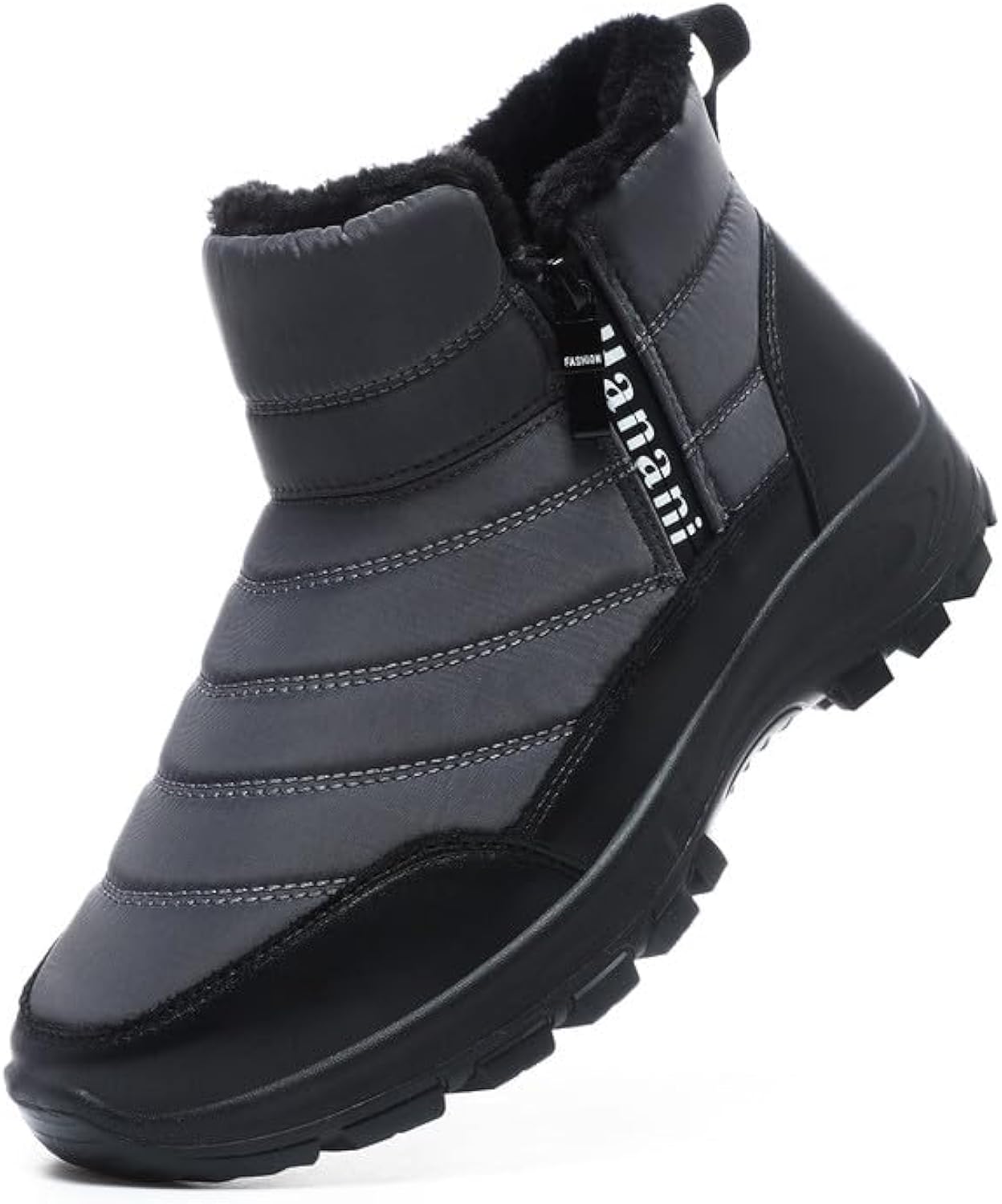 Hanani Mens Winter Snow Boots Fur Lined Warm Ankle Boots Zipper Closure Waterproof Outdoor Boots Men's Lightweight Comfort...