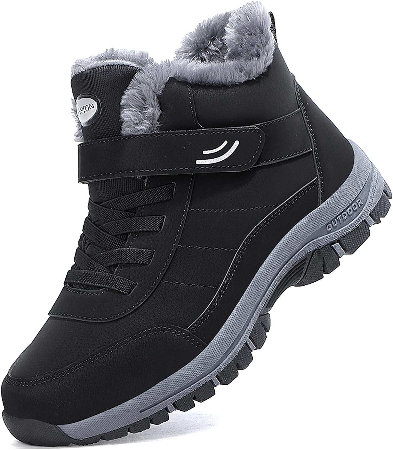 Yebonsho waterproof snow boots for men Fur Lined Warm Slip on Ankle Boot Outdoor universal winter shoes