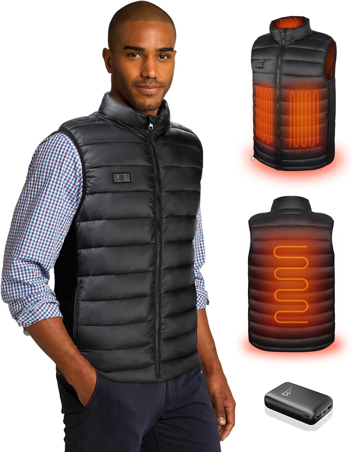 Loowoko Heated Vest for Men with Battery Pack Included, Rechargeable Electric Heating Jacket Coat, Lightweight Warming Vests