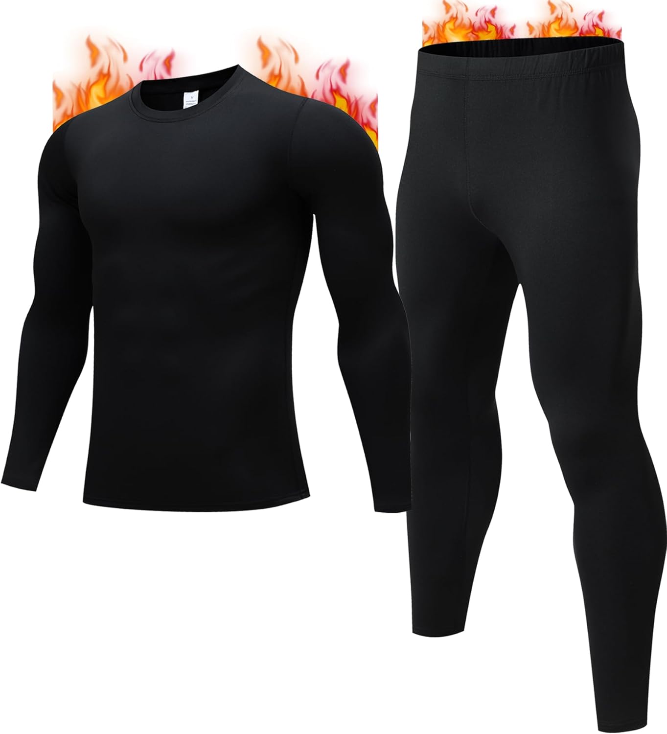 JZCreater Thermal Underwear for Men, Mens Long Johns Thermal Underwear Set, Fleece Lined Base Layer for Cold Weather