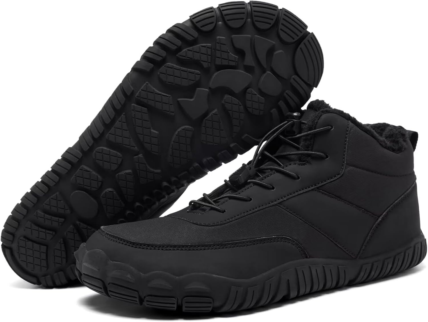 UNTMENU Mens Wide Toe Box Barefoot Winter Warm Shoes for Cold Weather Comfy Snow Boots