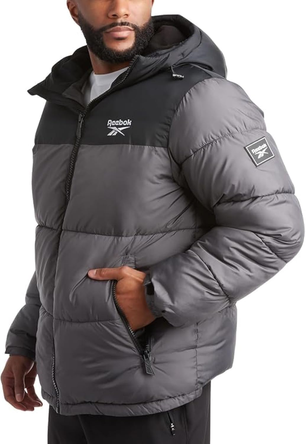Reebok Mens Winter Jacket - Warm Heavyweight Mens Winter Coat - Wind Water Resistant Insulated Quilted Puffer Jackets for Men
