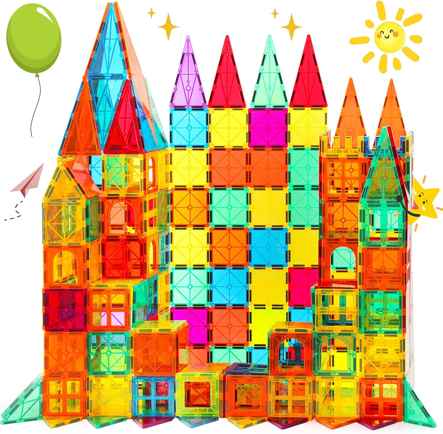 CuteTiger Mangetic Tiles, 100PCS Magnet Building Toys, Magnetic Building Set for Kids, Stacking Blocks, Perfect STEM Toys ...