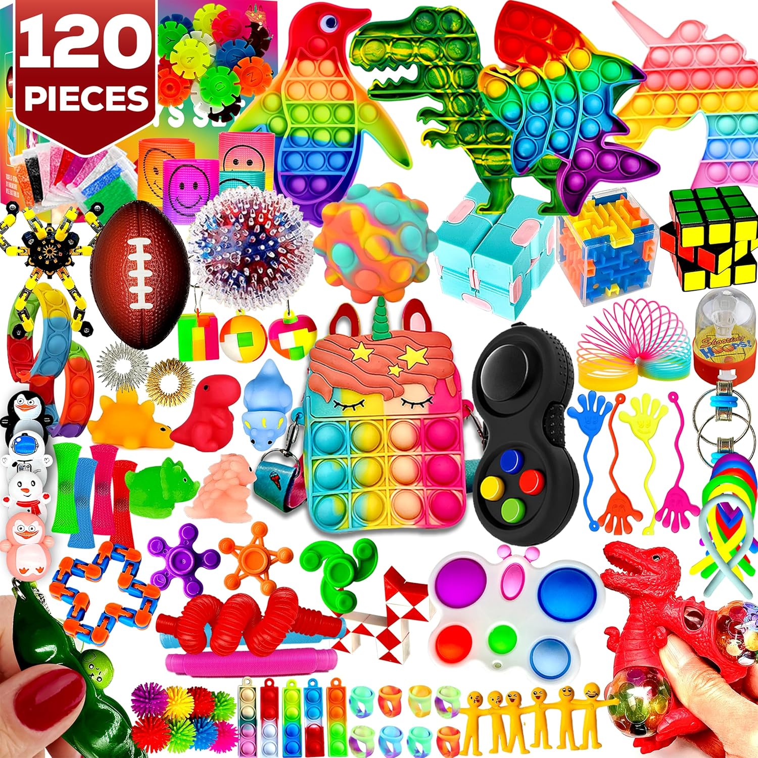 120 Pcs Fidget Toys Pack, Pop Sensory Party Favors Set Gifts for Kids Adults Boy Girl Stocking Stuffers Autistic Bulk Good...