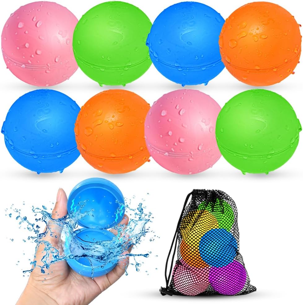 SOPPYCID 12Pcs Reusable Water Balloons, Pool Beach Water Toys for Boys and Girls, Outdoor Summer Toys for Kids Ages 3-12, ...