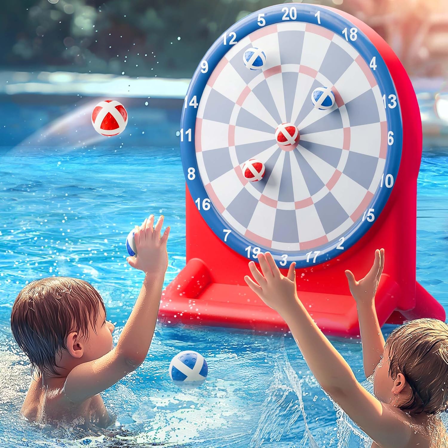 iPlay, iLearn Pool Wave Kids Fun Pool Toys, Inflatable Dart Board Water Games, Swimming Pool Floats, Beach Yard Outdoor Pl...