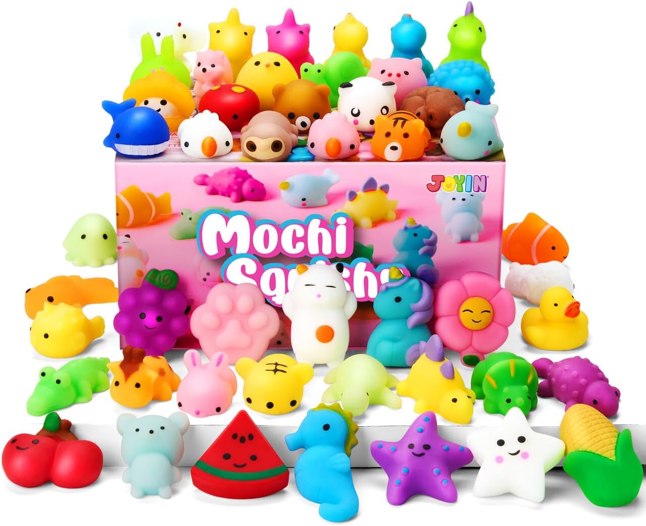 JOYIN Mochi Squishy Toys Set, Random 25 Pack Mini Mochi, Party Favors for Kids, Kawaii Squishy, Stress Relief Toys, Basket...