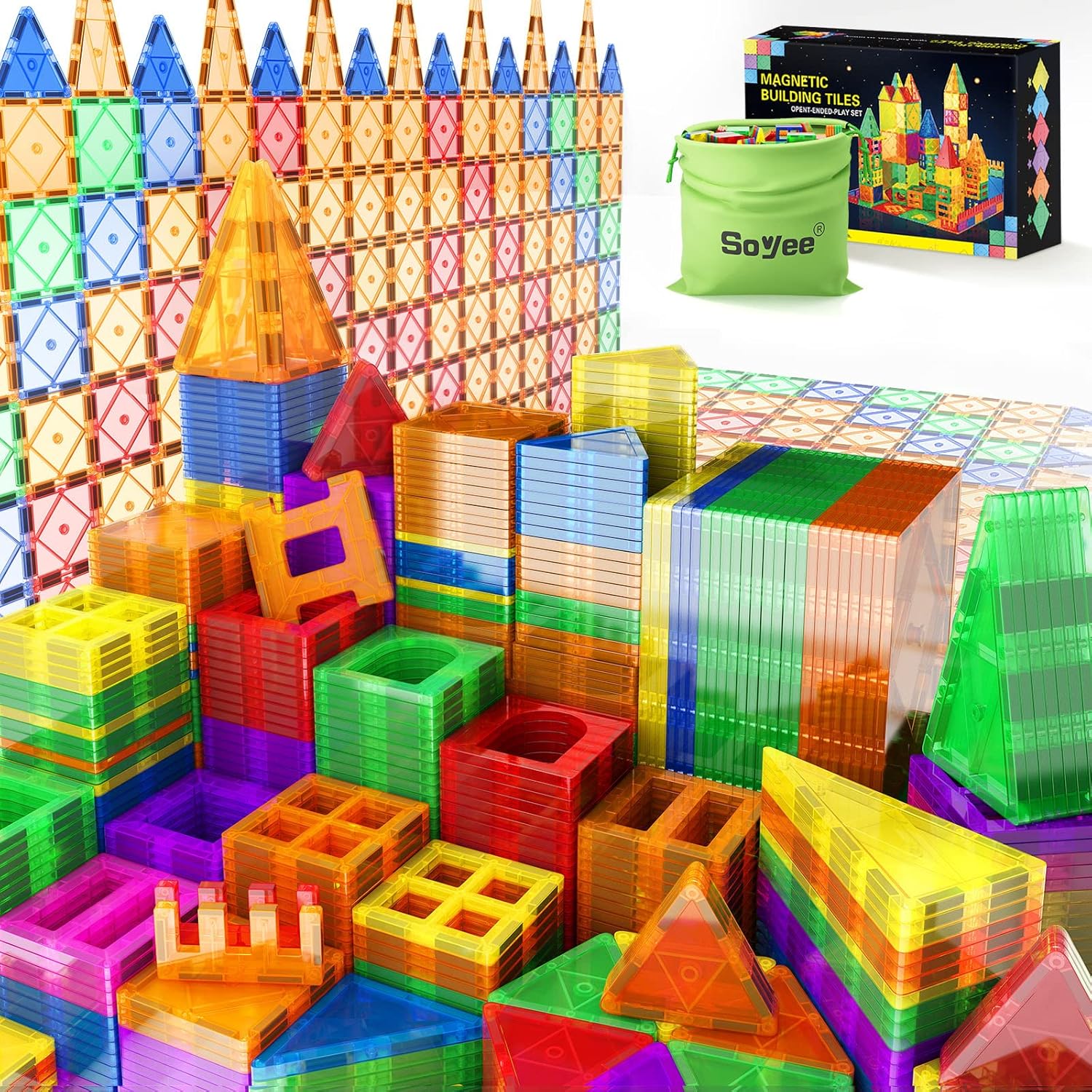52PCS Magnetic Tiles Toys for 3 Year Old Boys and Girls Magnetic Building Blocks STEM Learning Toys Sensory Montessori Toy...