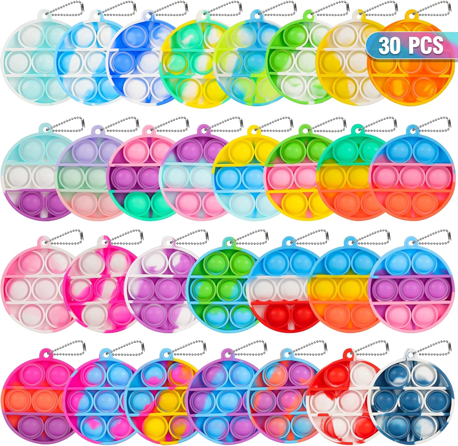 Pop Fidget Toys Bulk Its Party Favors for Kids 4-8 8-12 30 Pack Mini Pop Keychain It Fidget Toy Fidgets for Classroom Priz...
