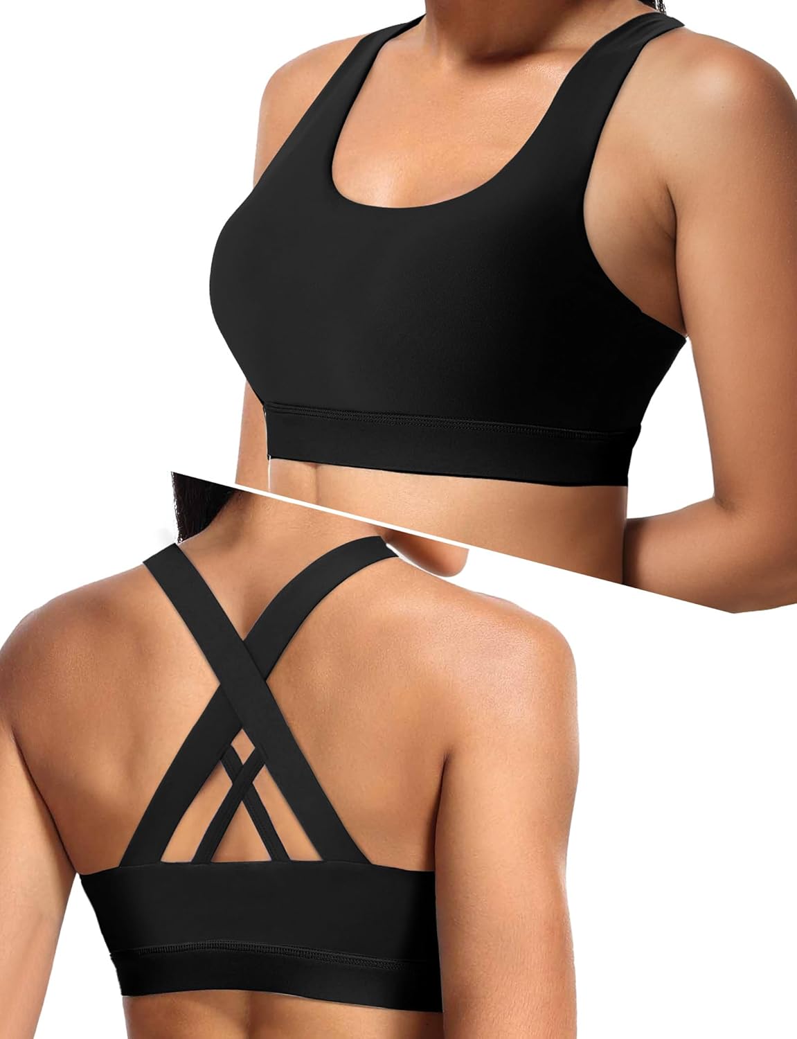 Sports Bras for Women, High Support Criss Cross Back Bras for Large Bust, High Impact Strappy Yoga Workout Bra