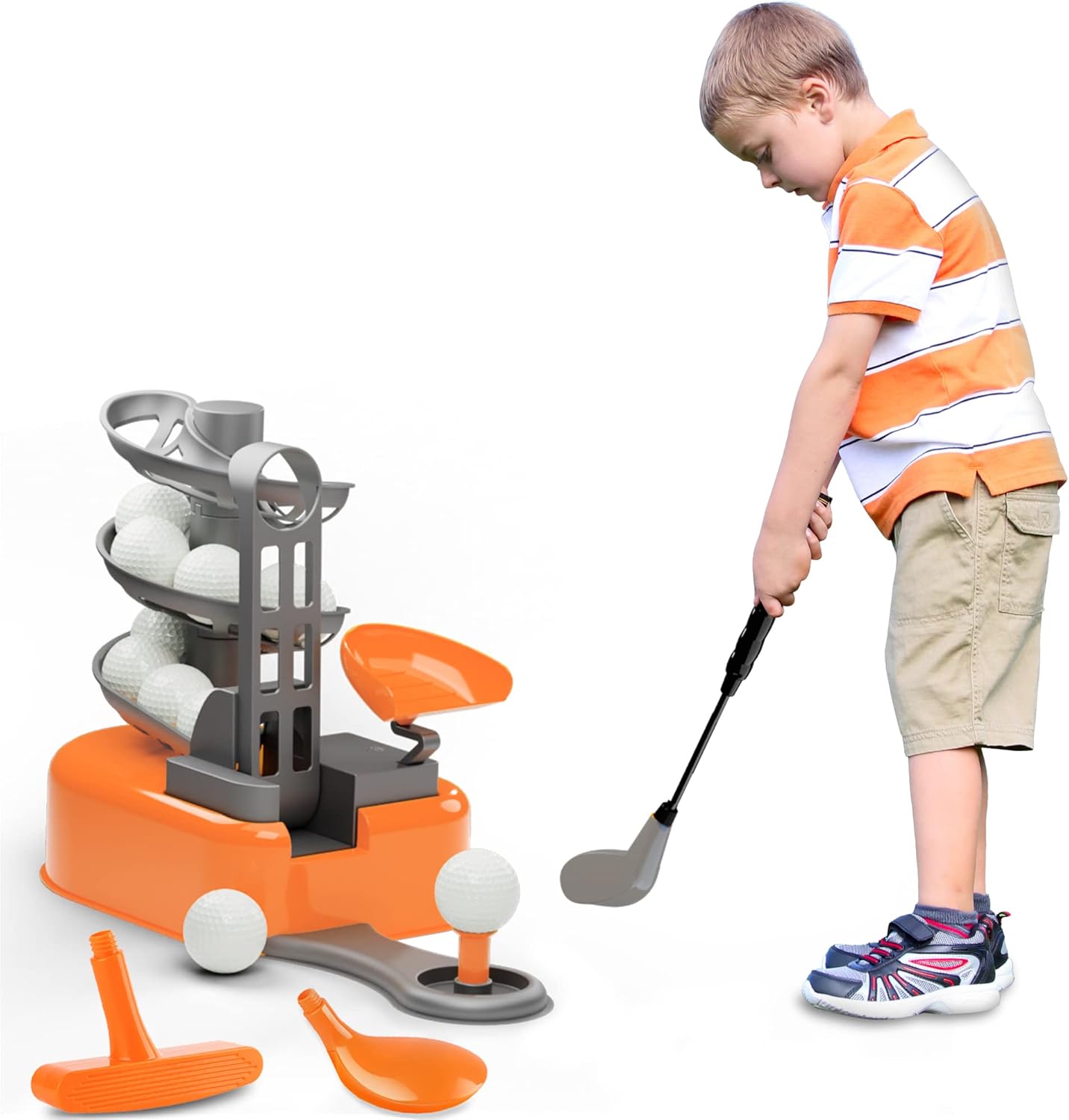 iPlay, iLearn Kids Golf Toys Set W/Left & Right Club Head, Boys Outdoor Sport Toy Age 3-5, Toddler Indoor Golf Ball Game, ...