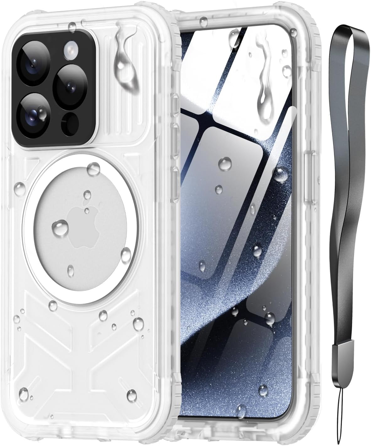 Haireca for iPhone 15 Pro Max Waterproof Case with Magsafe, Screen Protector, Lanyard, IP68 Military Full Body Shockproof,...