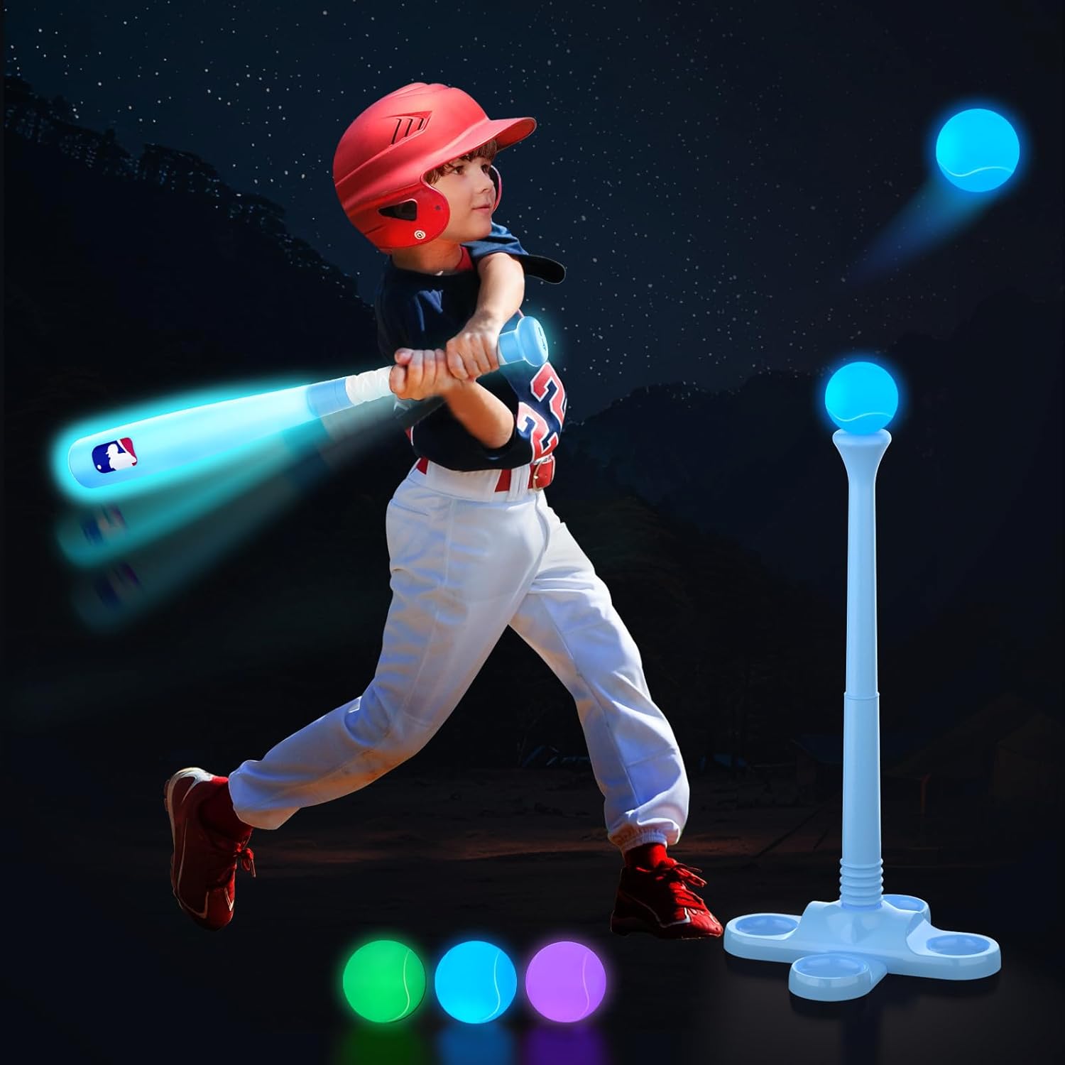 Leshein LED Tball Set for Toddlers 3-5, 5-8, Light up Tee Ball Set for Toddlers, Glow in The Dark T Ball Set for Kids 3-5,...