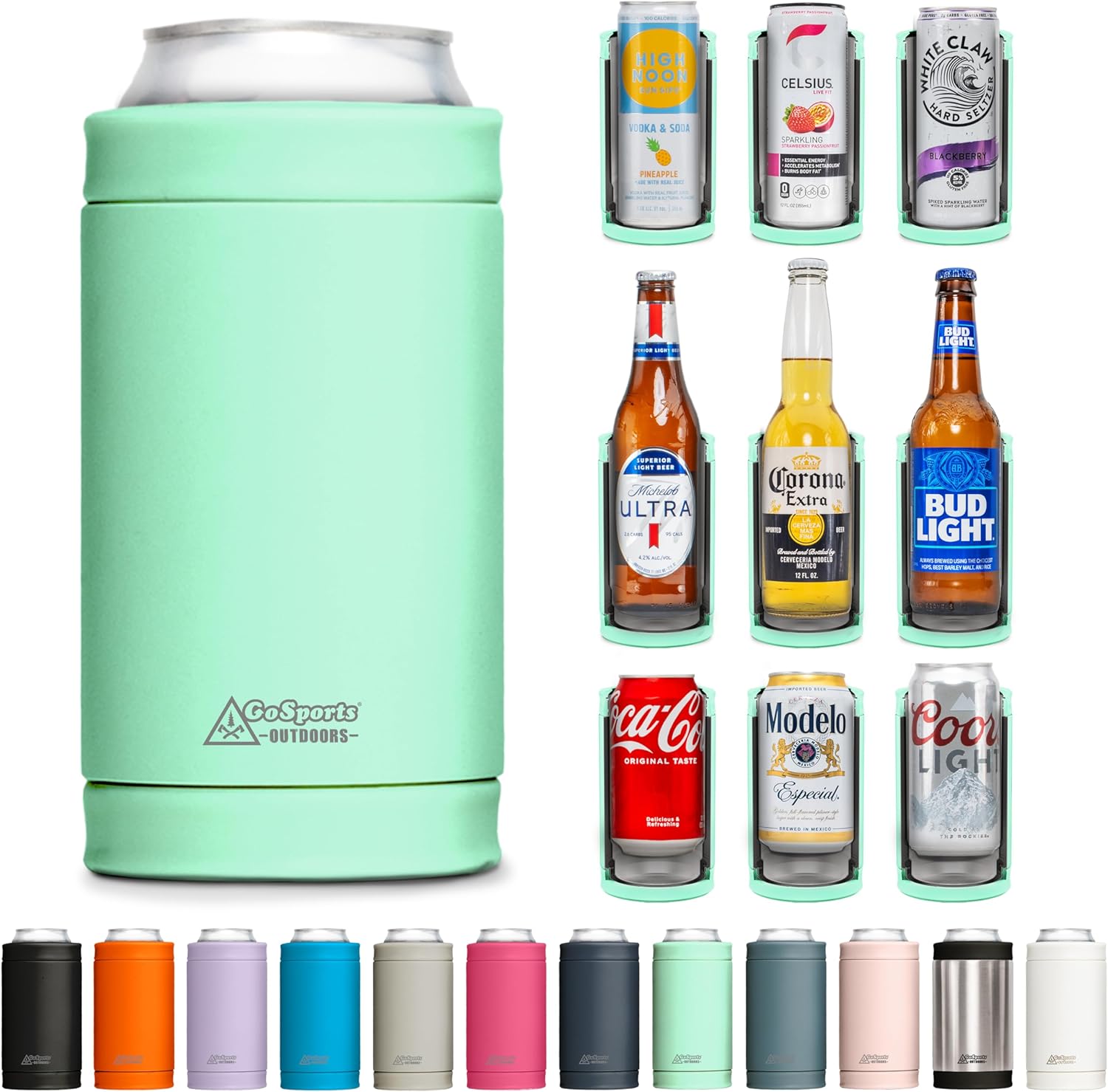 DUALIE 3 in 1 Insulated Can Cooler - 15+ Colors - Universal Size for 12 oz Cans, Slim Cans, and Bottles