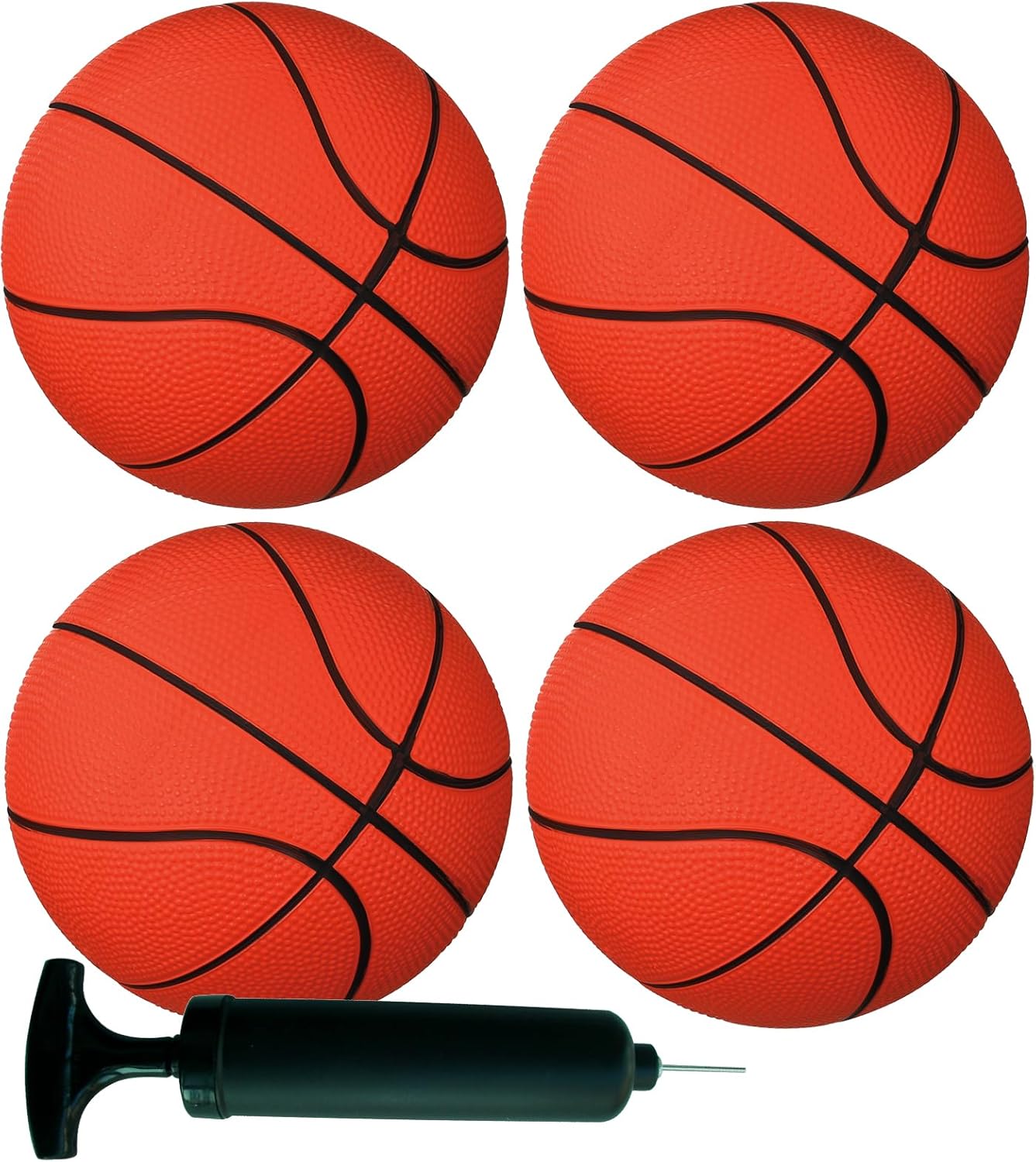 AppleRound Pack of 4 Toy Sports Balls with 1 Pump for Toddlers and Kids: 5-Inch Basketball, 5-Inch Soccer Ball, 5-Inch Pla...