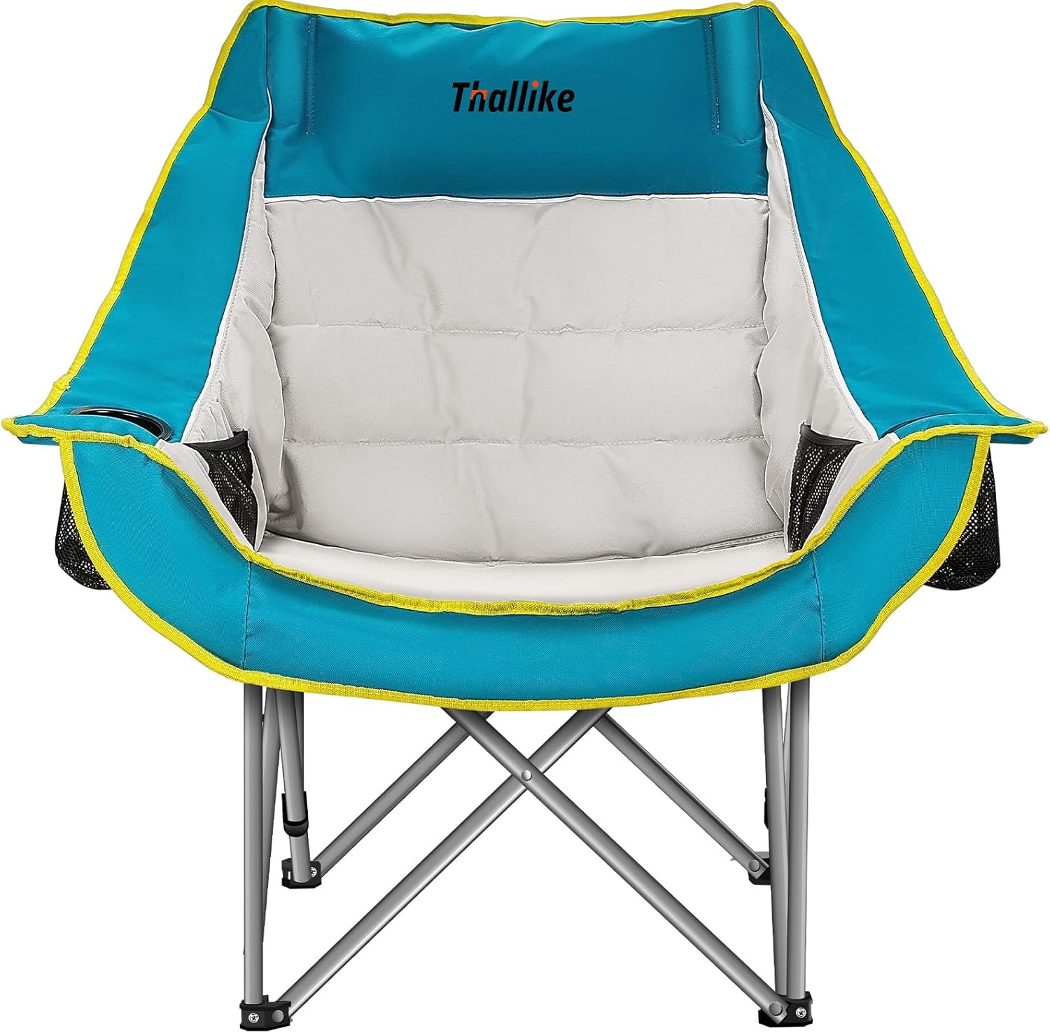 Oversized Camping Chair for Adults – Heavy Duty Folding Chair with Cup Holders, Storage Pocket & Carry Bag – Outdoor Padde...