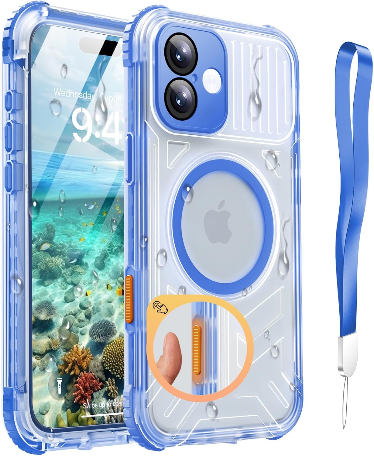Haireca for iPhone 16 Pro Max Case Waterproof with Magsafe, Built in Camera Control [Screen Protector] [Lanyard], IP68 Mil...