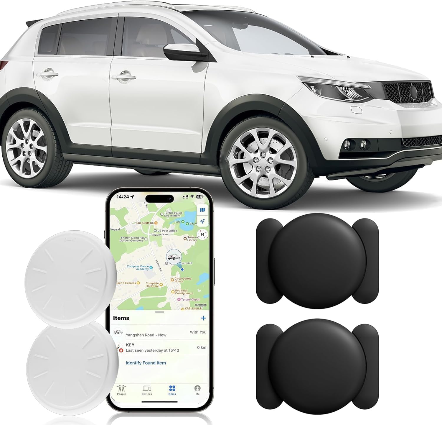 Hongtop H GPS Tracker for Vehicles, 2PCS Mini Hidden Vehicles Tracker with Magnetic Case, Car Tracker Work with Find My (i...