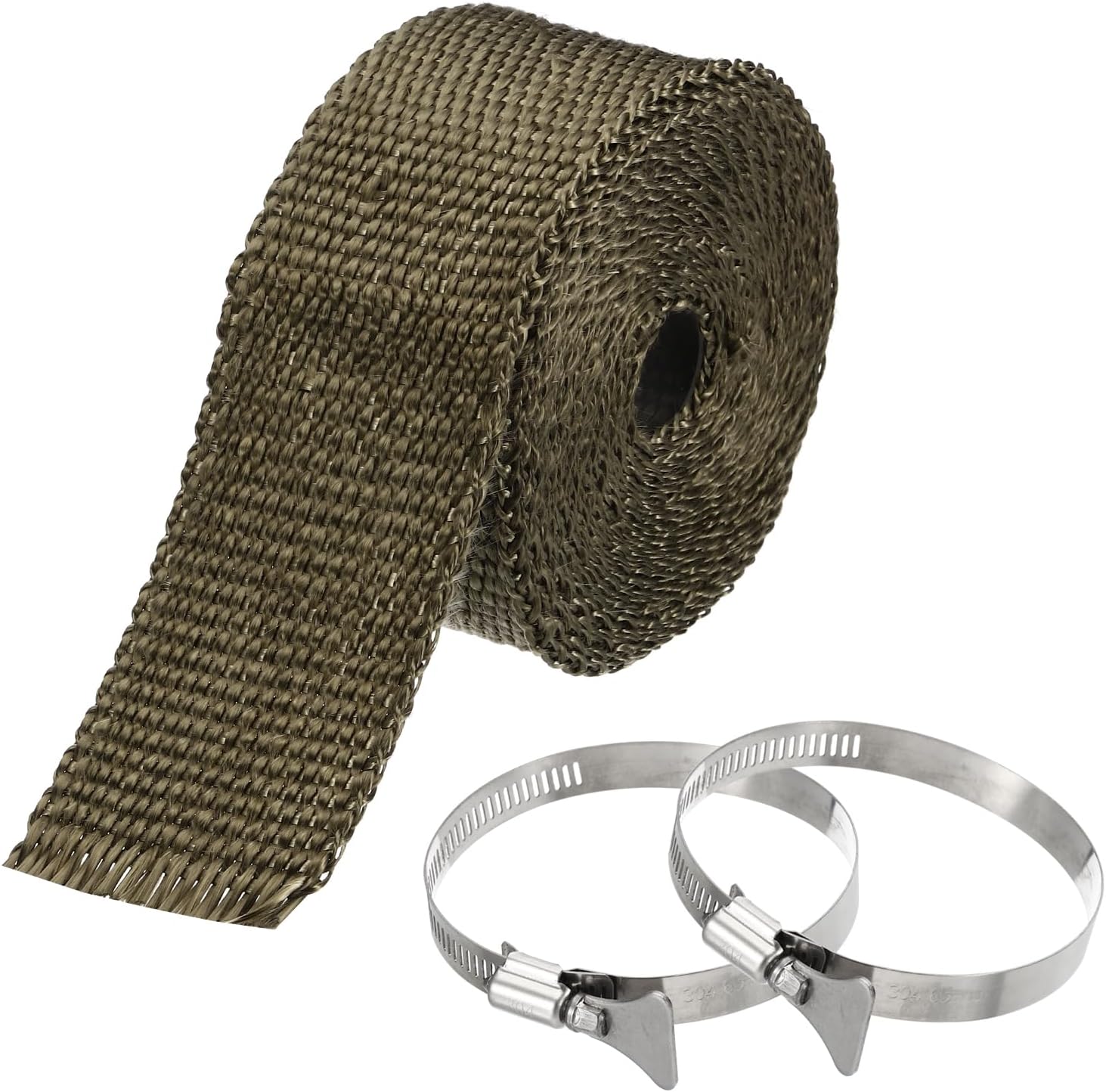 PATIKIL 2inch x 16Ft Fireproof Wrap Pipes,1Pcs Fiberglass Tape with 2 Clamps Weather Resistant Wrap Tape Stove Pipe for Au...