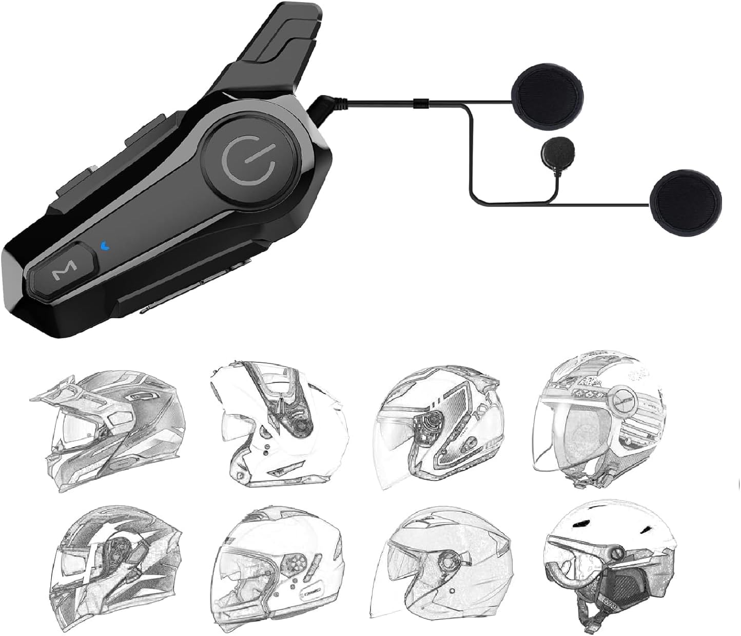 SOFFRIA Motorcycle Bluetooth Headset E1,2-Way 400M Dirt Bike Helmet Wireless Headset Intercom with CVC Noise Cancellation ...