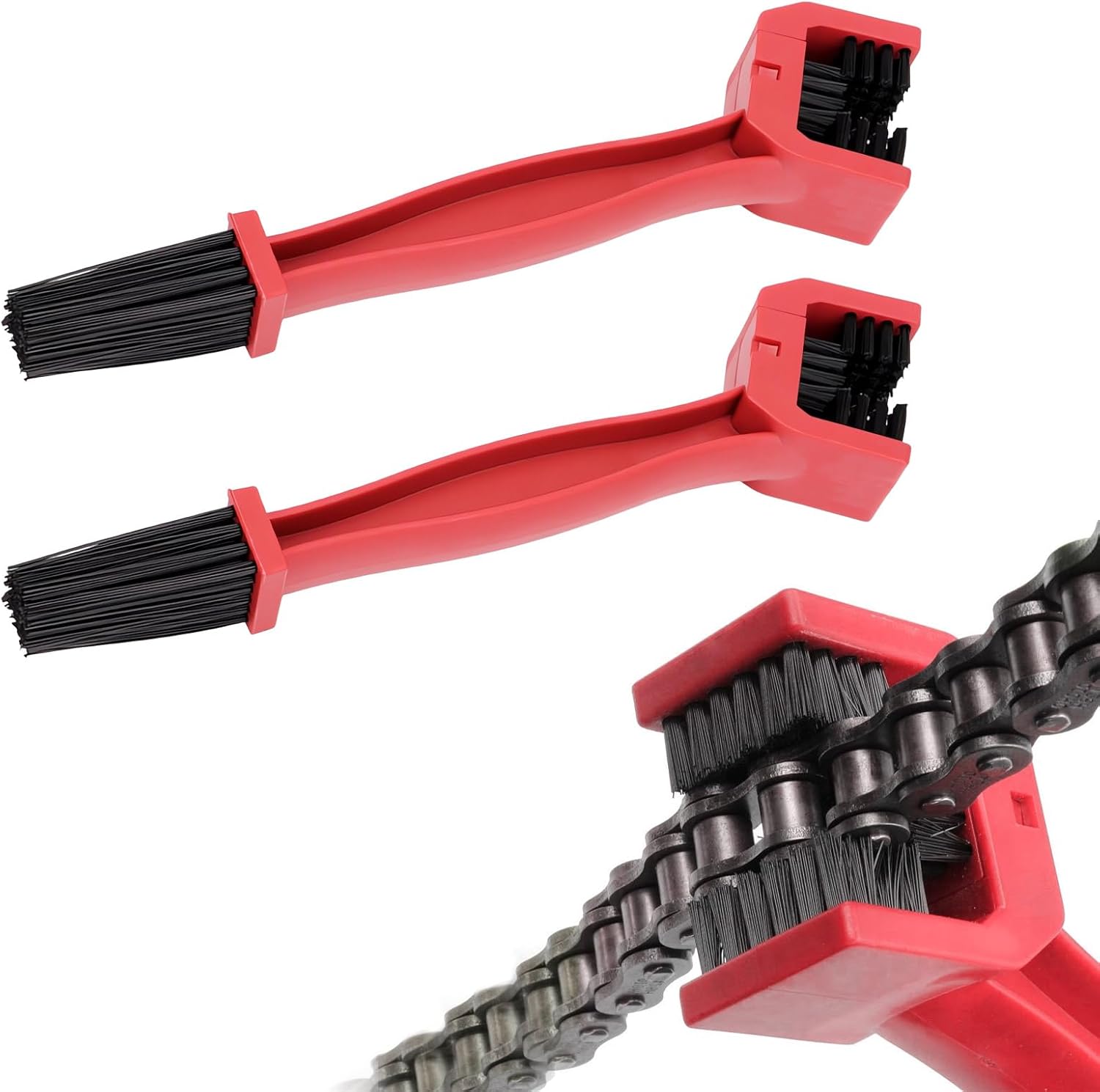 Suvnie 2 PCS Motorcycle Chain Brush, Gear and Chain Cleaning Tool with Double-Ended Brushes, Chain Maintenance Cleaning Sc...