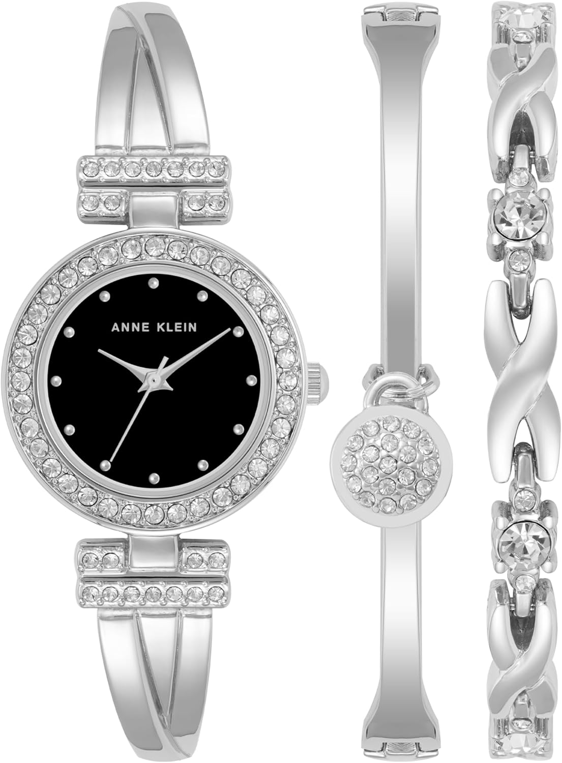 Anne Klein Women's Premium Crystal Accented Bangle Watch and Bracelet Set