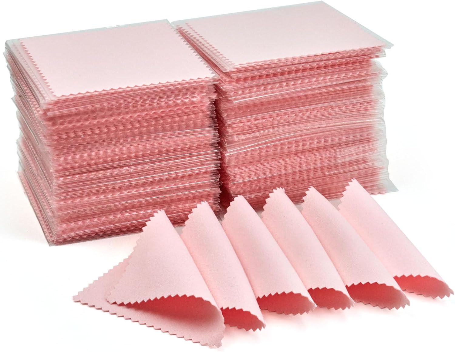 250PCS Jewelry Cleaning Cloth, Professional Polishing Cloth Individually Wrapped, Pink Silver Polishing Cloth for Jewelry ...