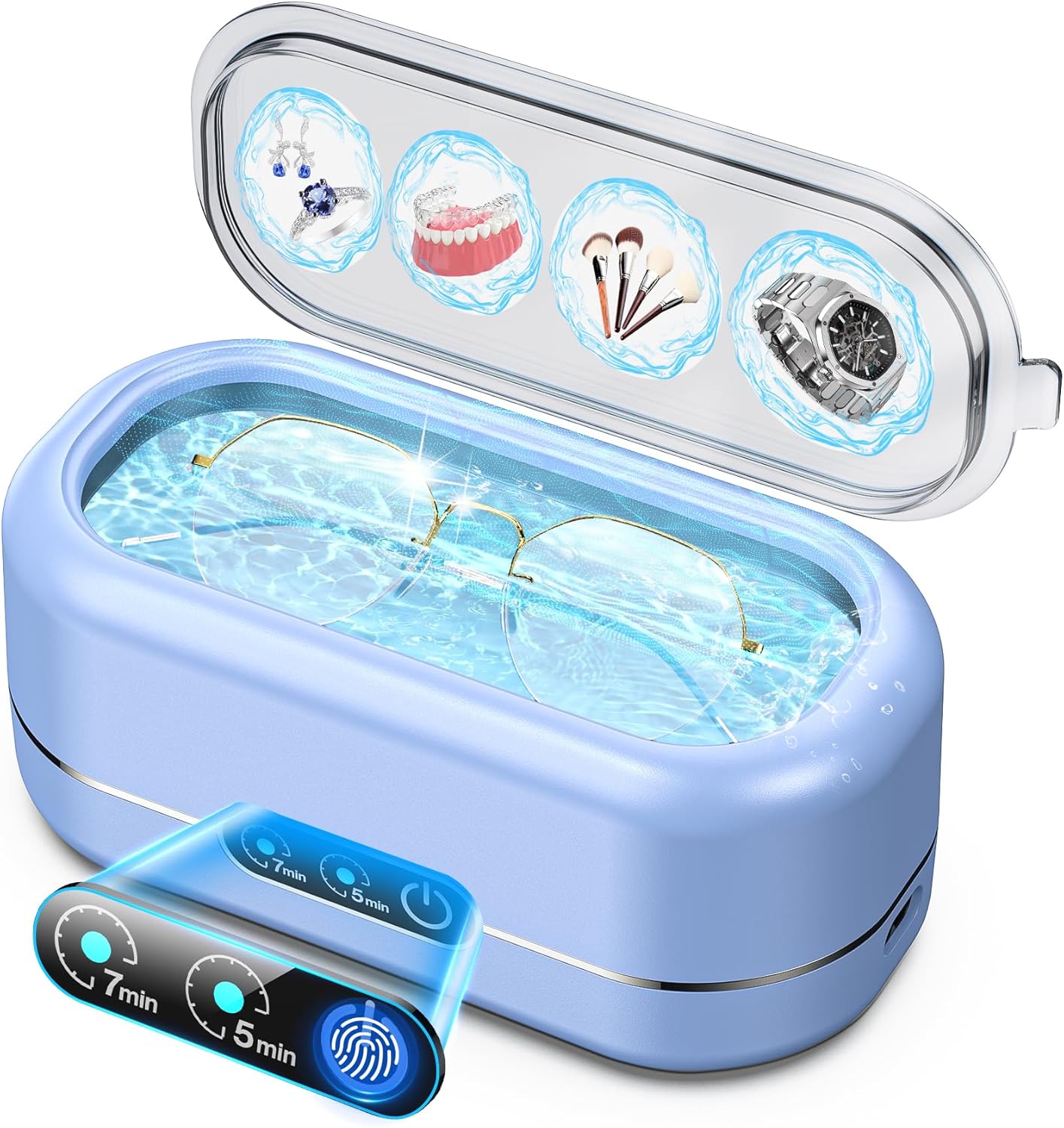 AI Ultrasonic Jewelry Cleaner,50KHz Professional Ultrasonic Cleaner Machine with 304 Stainless Steel for Jewelry, Denture...
