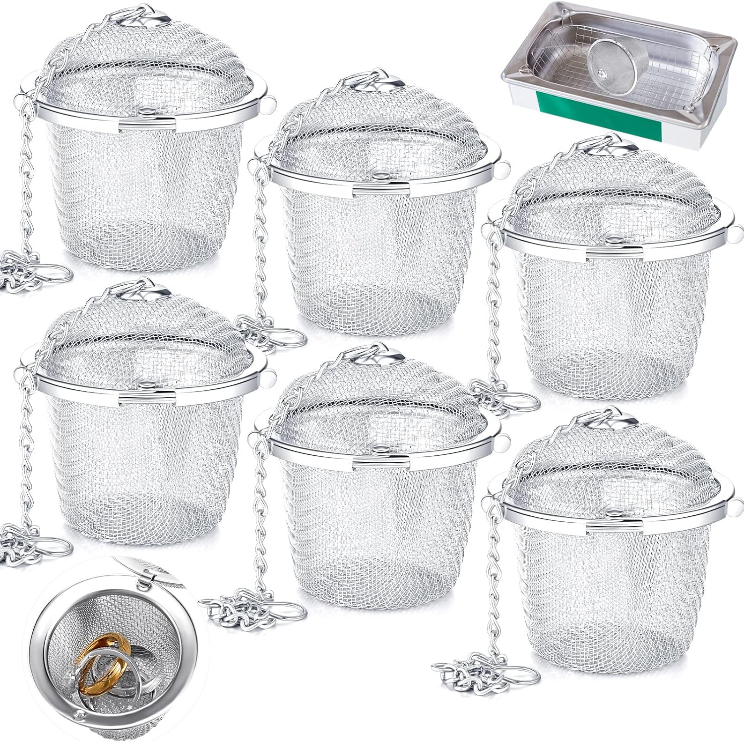 Honeydak 3 Jewelry Cleaner Baskets Jewelry Steam Cleaner Basket Stainless Steel Basket for Small Part and Cleaner Solution...