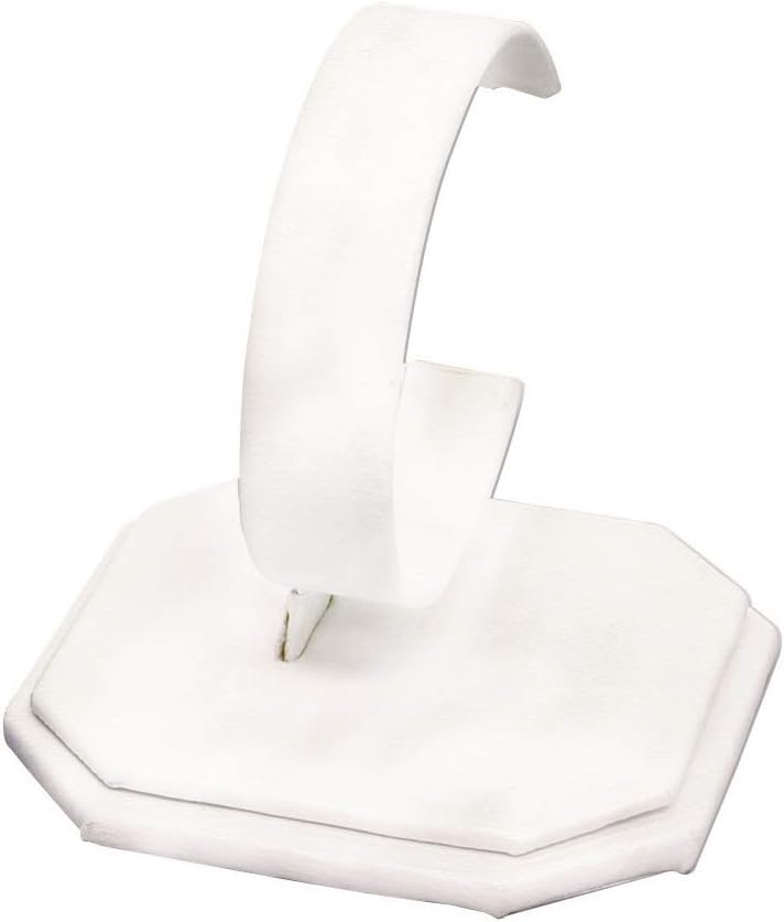 2 White faux leather watch or bracelet display stands showcase stand