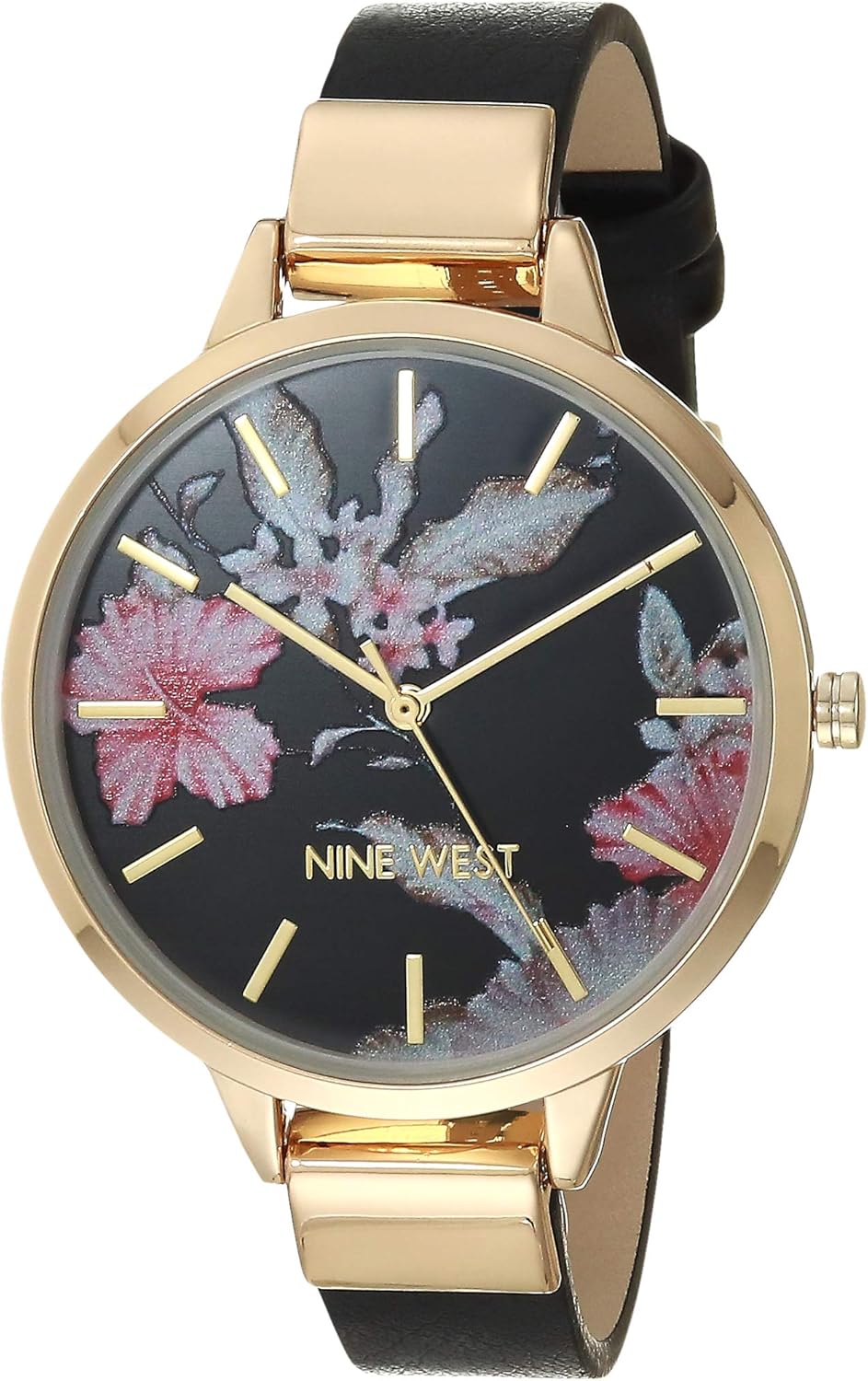 Nine West Women's Floral Dial Smooth Strap Watch
