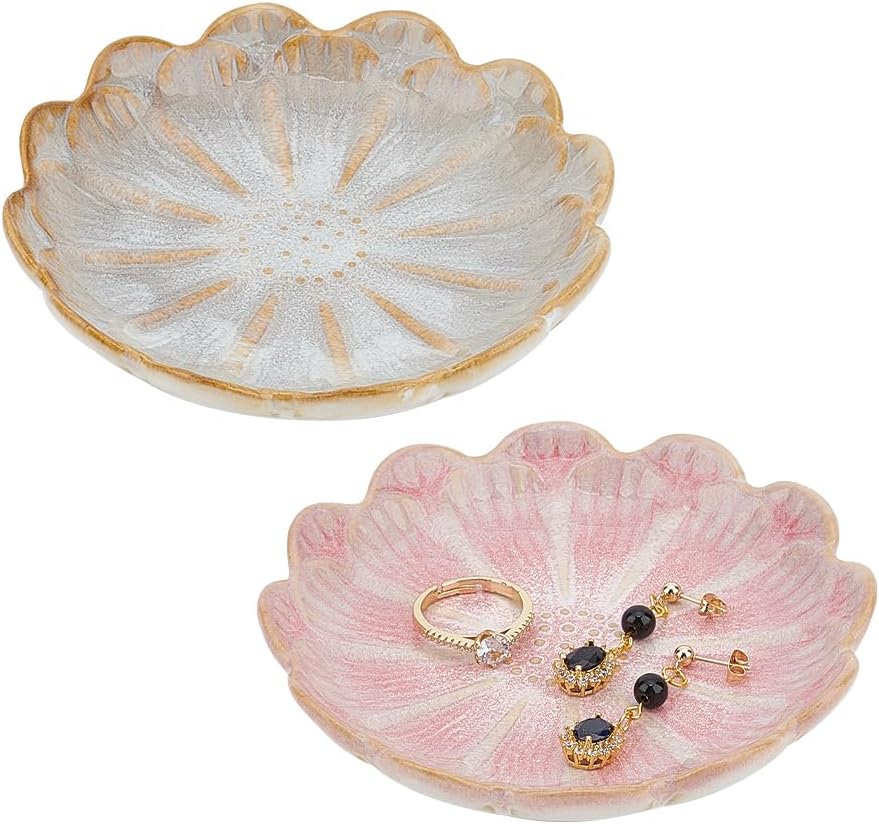 NBEADS Starfish Shape Ceramic Jewelry Tray, Aqua Shell Trinket Dish Ceramic Ring Earring Holder Ocean-themed Decorative Tr...