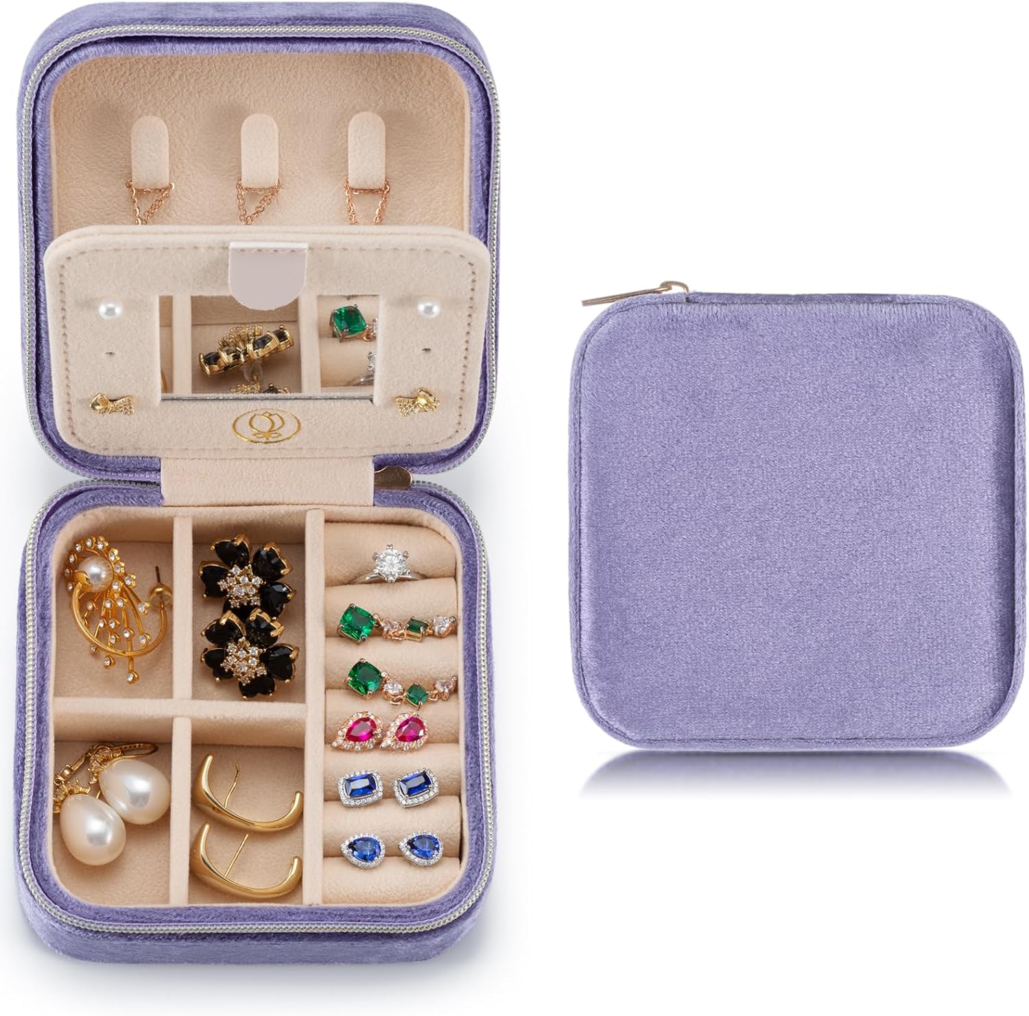 TRODANCE Mini Jewelry Travel Case, Small Travel Portable Display Storage Box, Mini Storage Organizer For Rings Earrings Ne...