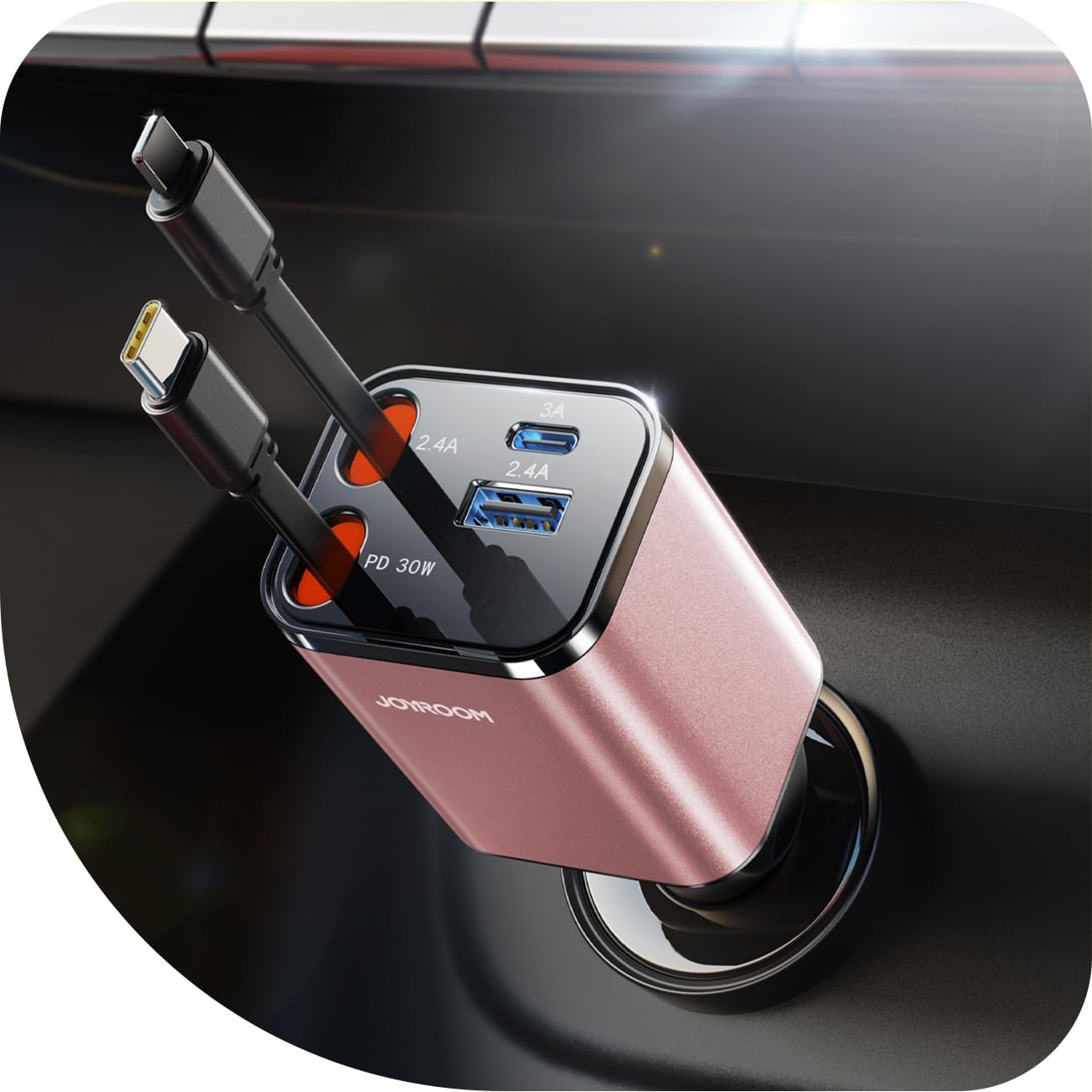 [2025 Ultra-Compact] Retractable Car Charger 4 in 1 [69W Car Charger USB C] for iPhone 16 Fast Charging, Car Accessories, ...