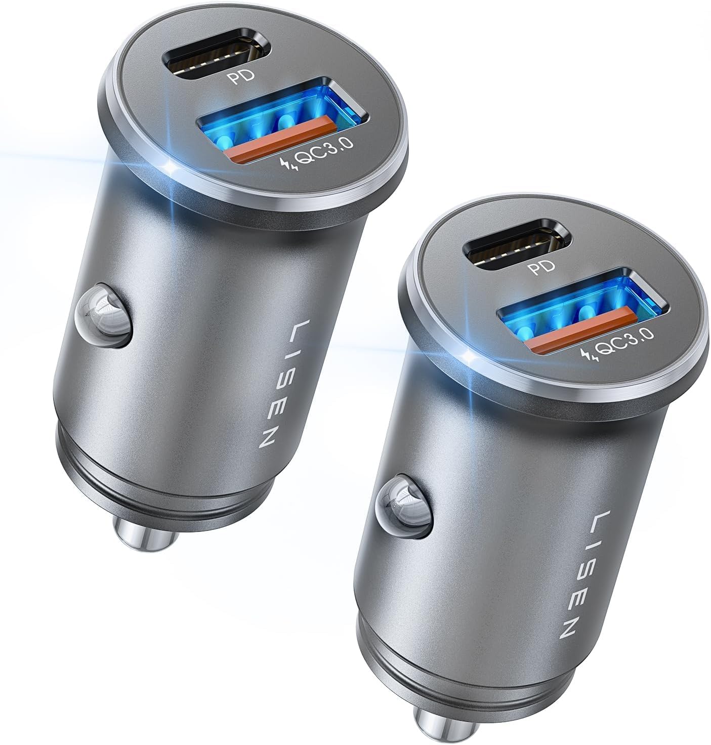 LISEN 54W Car Phone Charger USB C, Cigarette Lighter Adapter, Car Accessories for iPhone, USB C Car Charger Adapter USBC T...