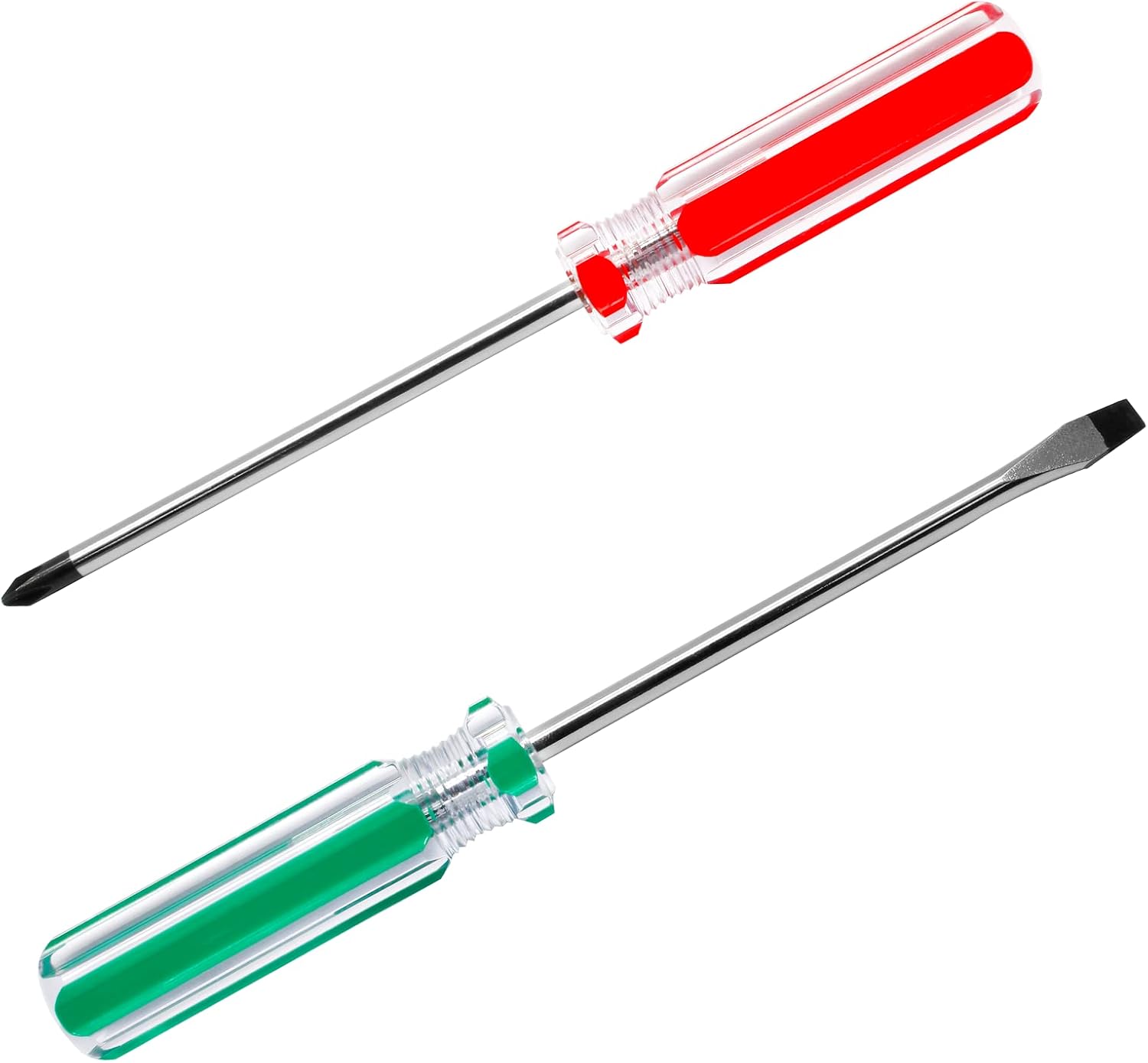 Rierdge 2 PCS Magnetic Screwdriver Set, Magnetic 5mm Phillips and Flat Head Tips Screwdriver with 5” Steel Shaft for Repai...