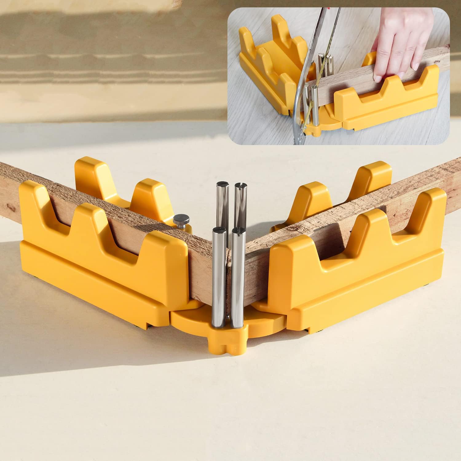 2-in-1 Mitre Measuring Cutting Tool,Miter Saw Protractor and 85-180°Angle Finderfor Home Improvement Carpentry Work (Yellow)
