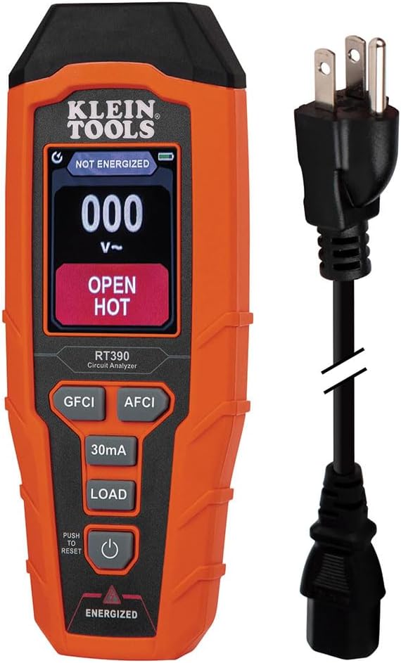 Klein Tools RT390 Circuit Analyzer with Large LCD, Identifies Wiring Faults, GFCI and AFCI Tester, Voltage Drop, Displays ...