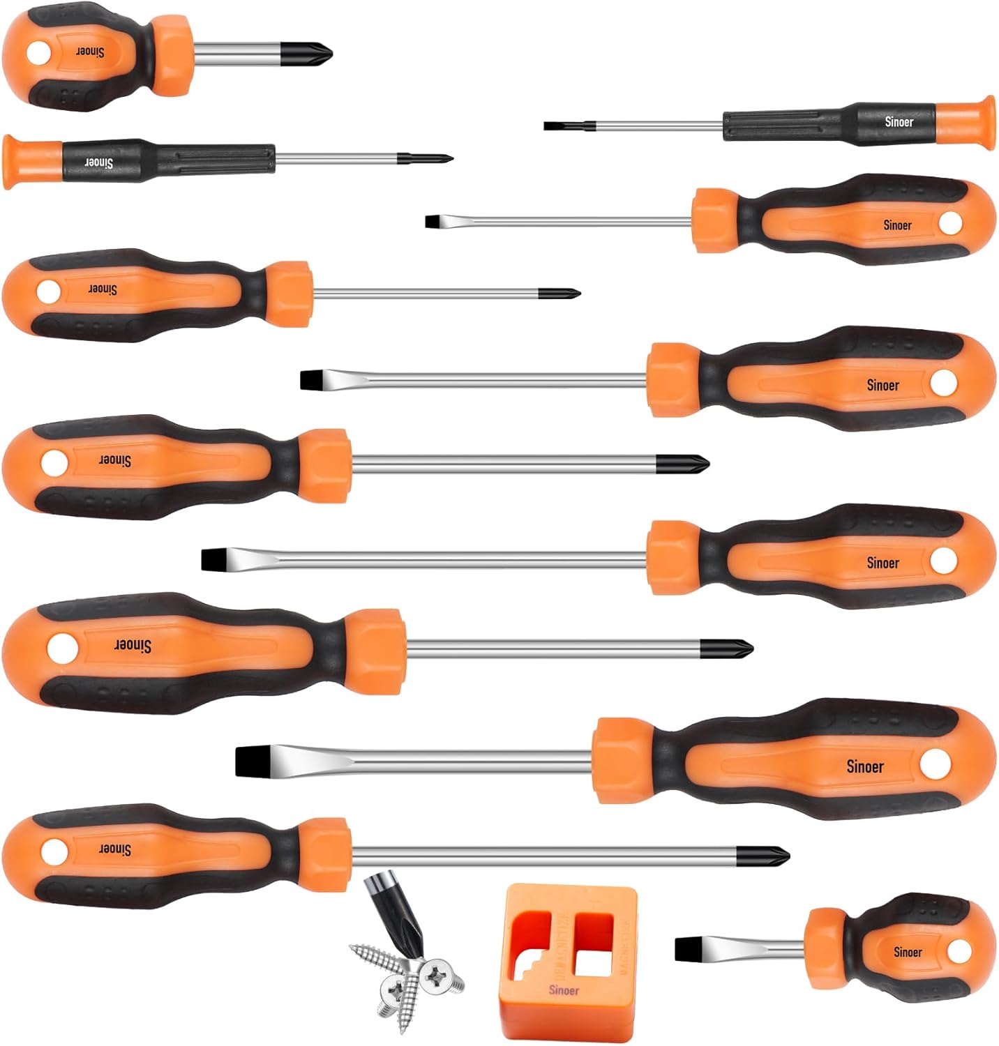Sinoer 70-Piece Magnetic Screwdrivers Set with Case, Precision Screwdriver Kit,Includes Slotted, Phillips,Torx,Hex, Squar...
