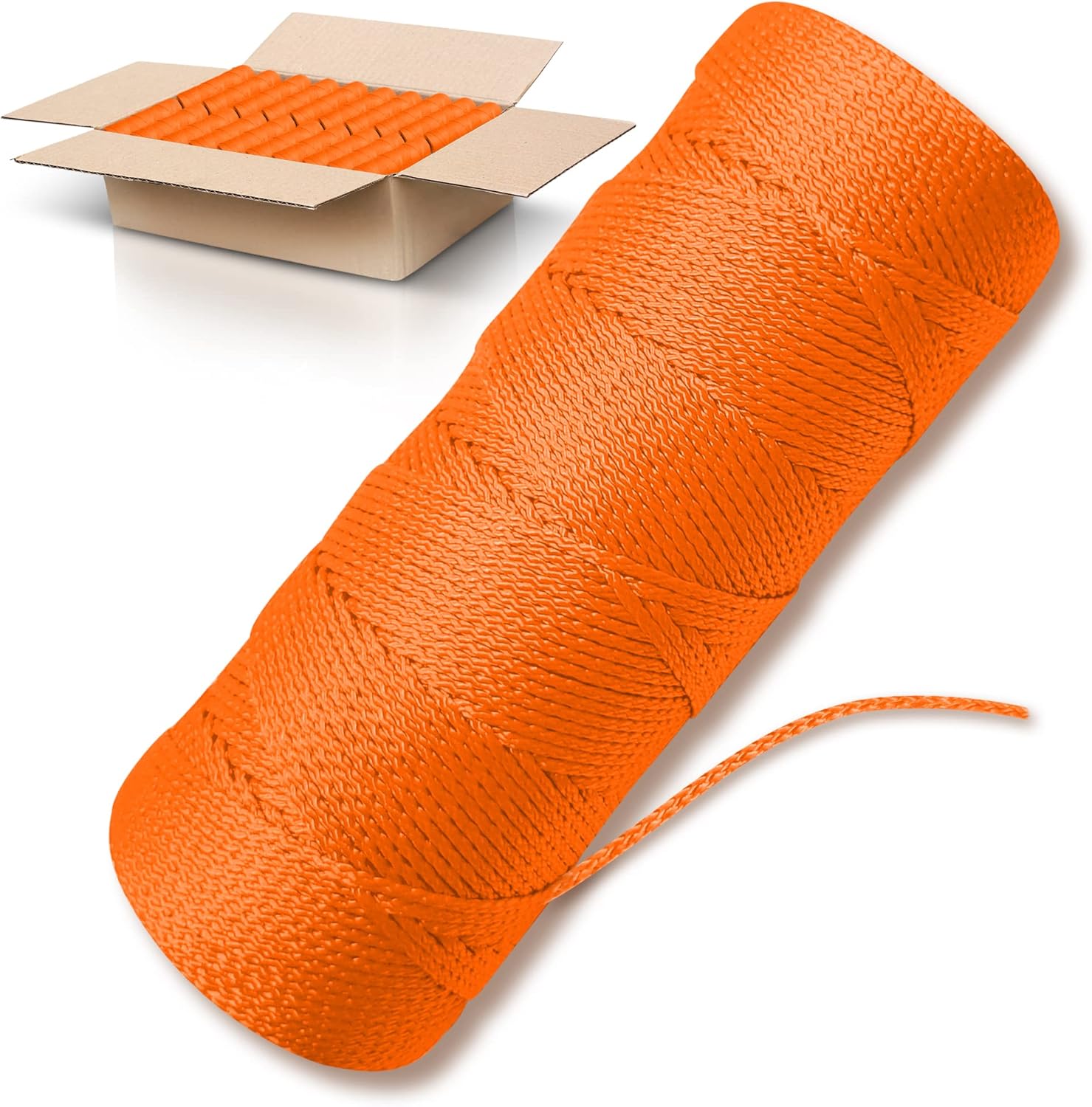 Orange Mason Line String Line - #18 Braided Nylon String - 6,000 Ft Length - Nylon Twine for Gardening Or Masonry Tools - ...