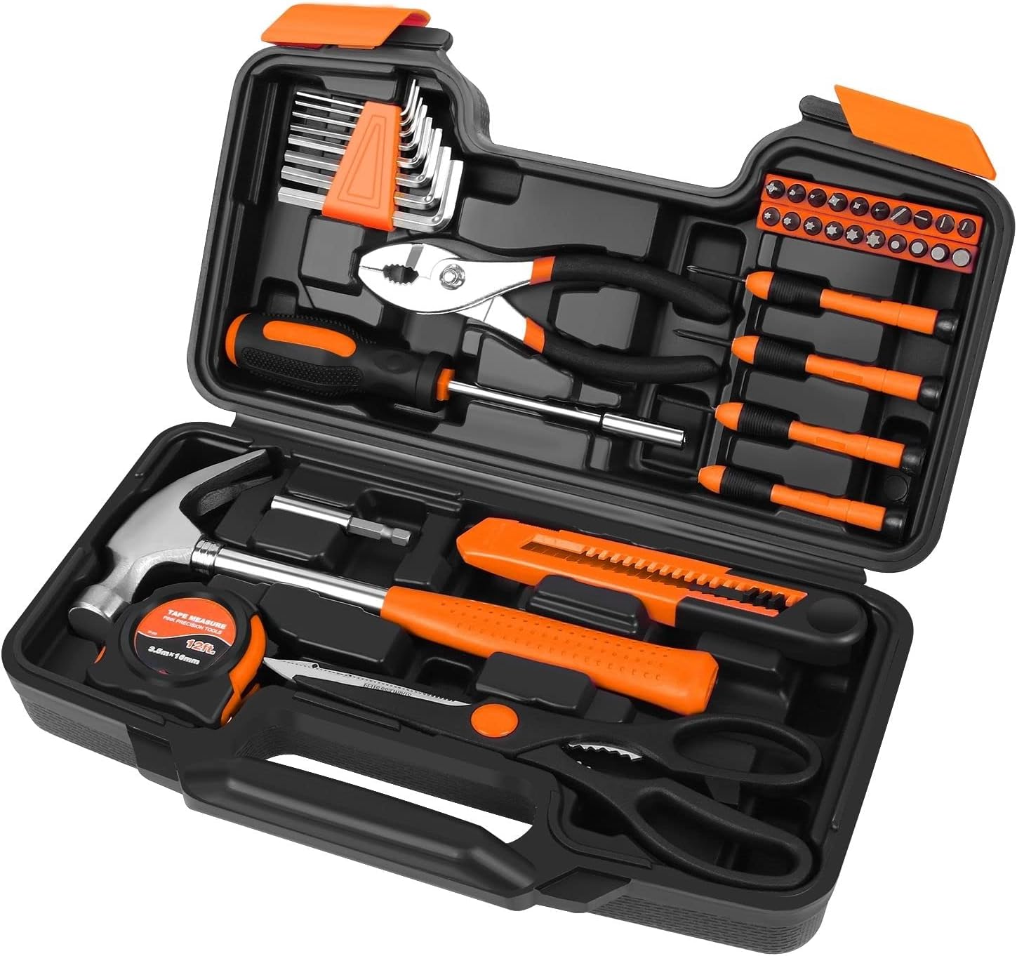 Flexzion 39 Piece Hand Tool Kits with Case - Compact Tool Kit for Handyman, Homeowners DIY - Household Tool Kit for Home w...