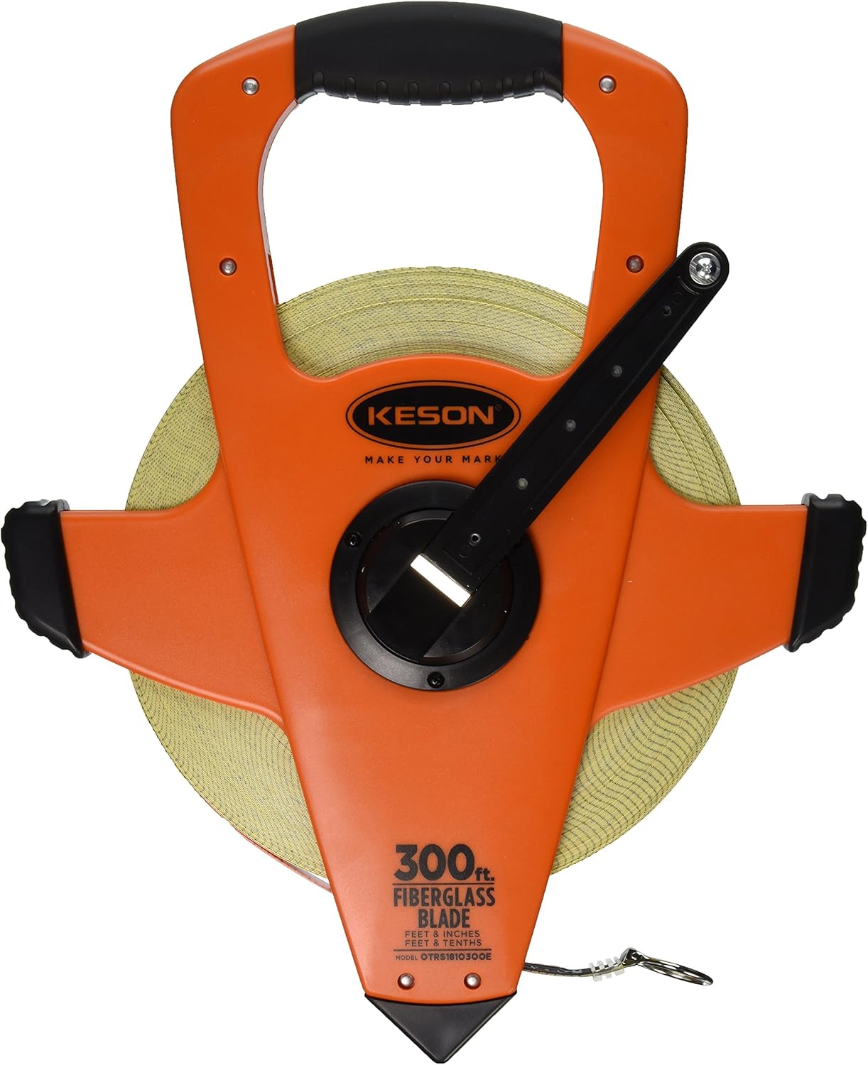 Keson OTRS1810200E Fiberglass Measuring Tape with Ring End, Speed Rewind (Graduation: ft., in, 1/8 & ft., 1/10, 1/100), 20...
