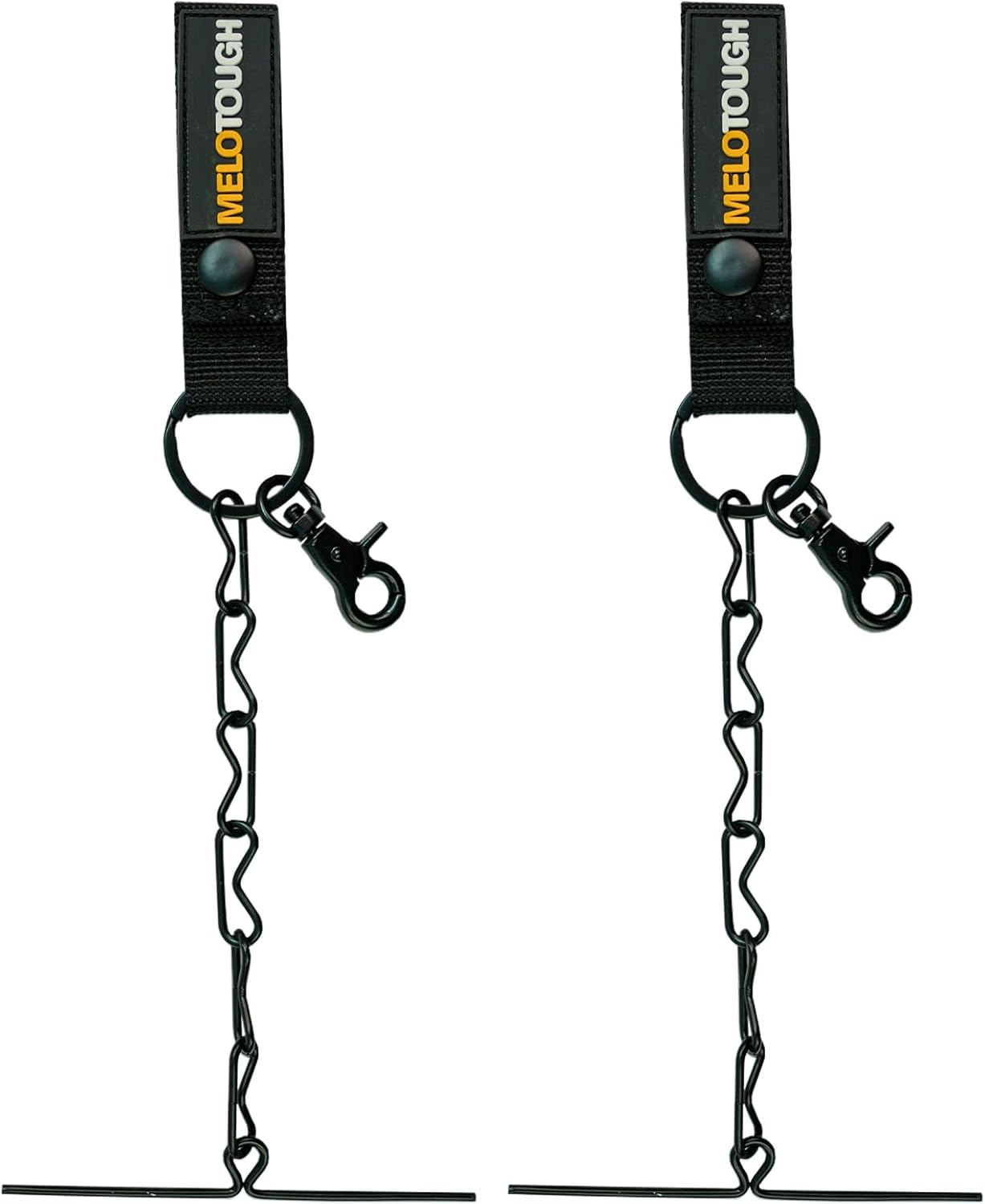 MELOTOUGH Tape Thong for Tool Belt Waist Electricians Tape Holder Chain with Keyring and trigger snap hook Balck color 2 pack