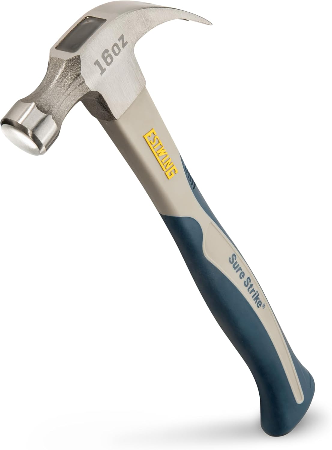 ESTWING Sure Strike Hammer - 16 oz Curved Claw Hammer with Smooth Face & Carbon Fiber Handle - SSCF16C