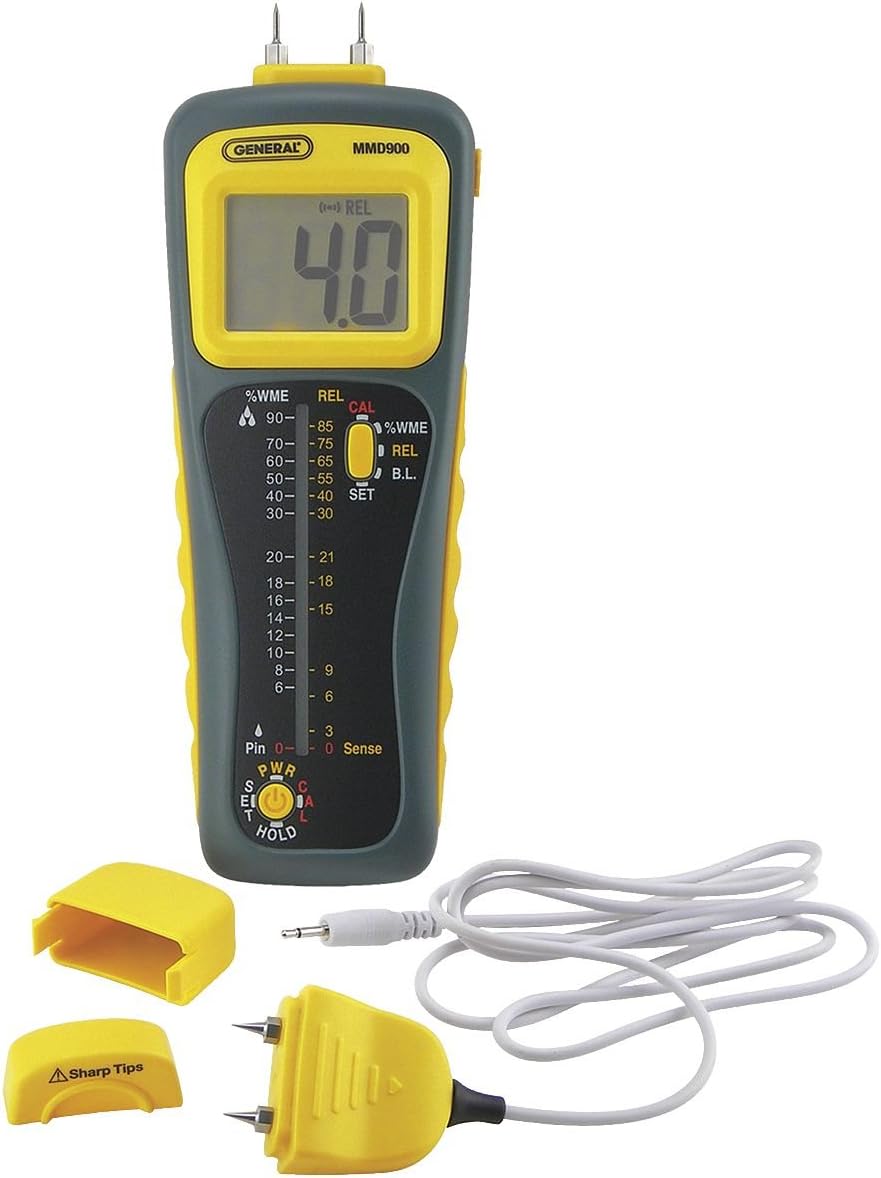 General Tools Wood Moisture Meter MMD900 - Humidity Sensor - Pin Type / Pinless Device