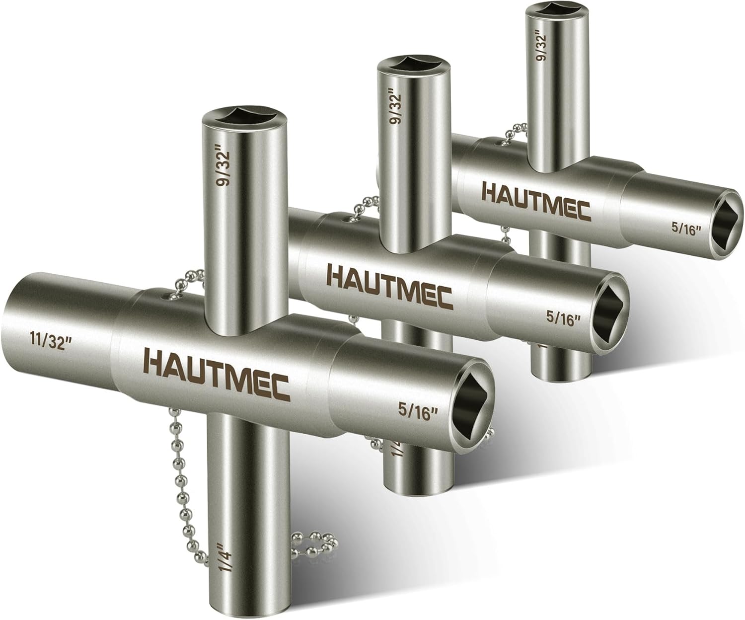 HAUTMEC 5pcs 4 Way Sillcock Water Key Faucet Valve Tool Spigot Key 1/4