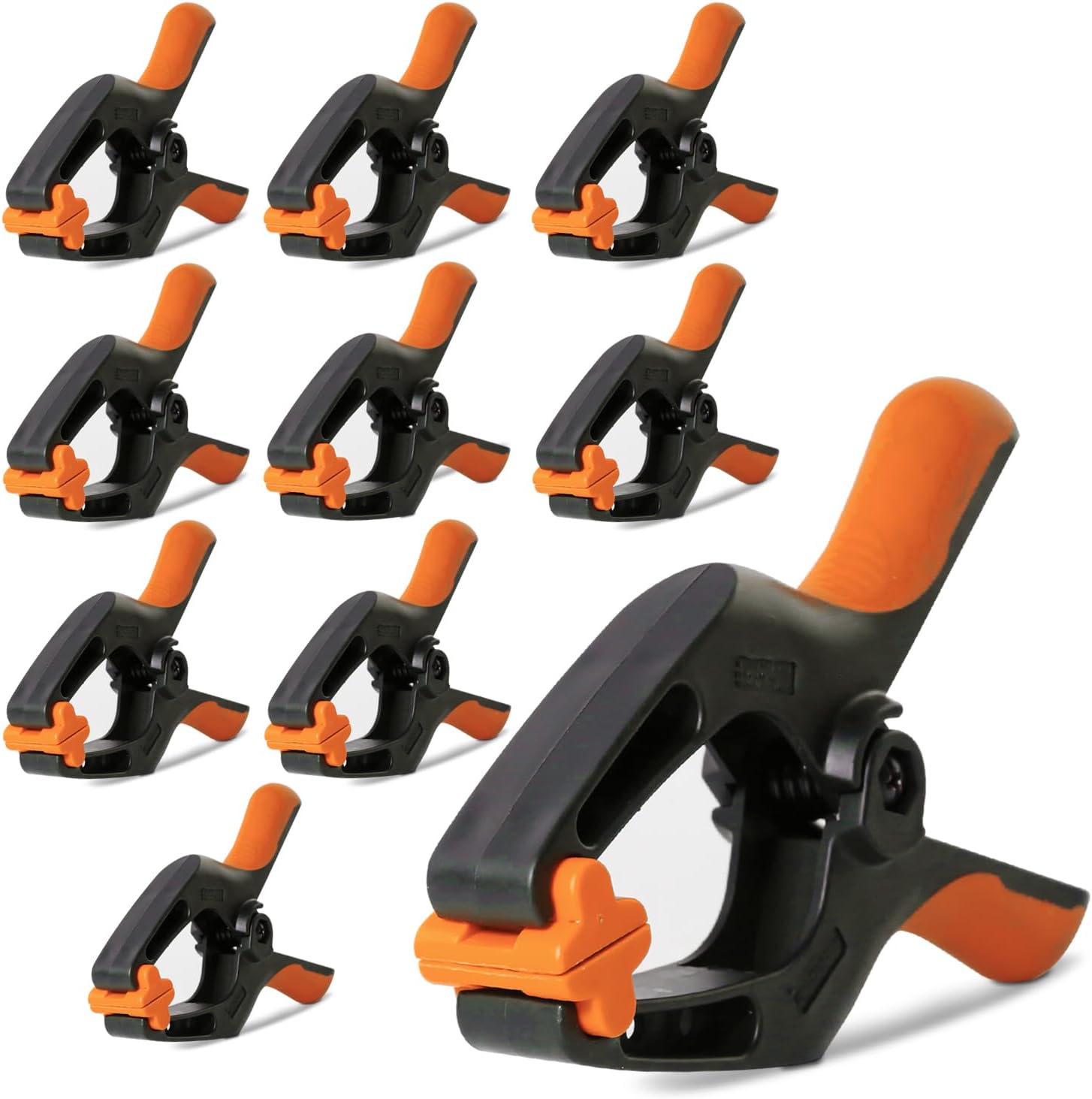 WOCTEC 4 Inches Spring Clamps- Pack of 10 Plastic Clamps for Crafts and Woodworking with 2 inch mouth opening- Pool Cover ...