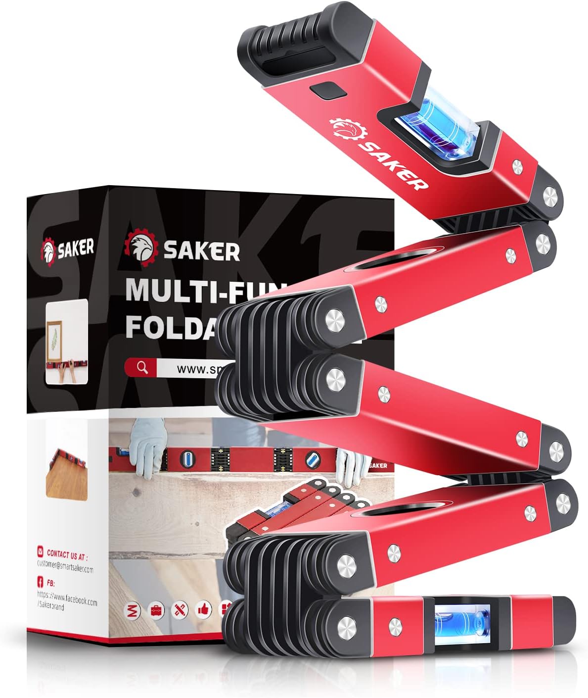 Saker Multi-function Foldable Level, 28-Inch Leveler Tool,Gifts for Men,Multi-Angle Measurement Woodworking Tools,Precise ...
