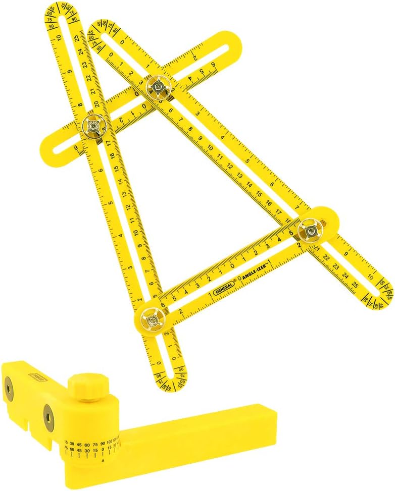 General Tools 8361 Angle-izer Template Tool Set, Angle-izer & Angle-izer Gauge, 45/60/75/90-degree angles, for brick, til...